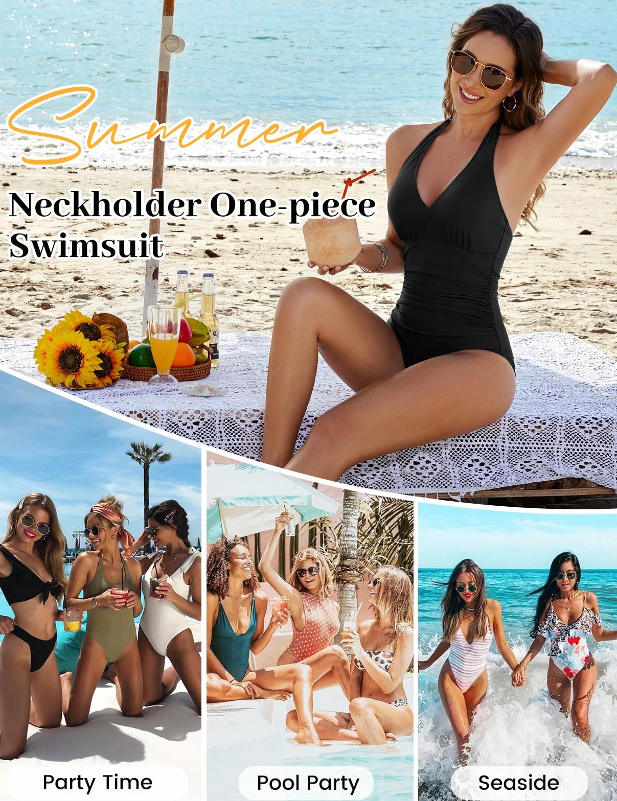 CMTOP Bañadores Mujer Reductores Push Up Acolchado Traje de Baño Una Pieza Cuello en V Vientre Plano Ropa de Playa Control de Abdomen Monokini Fruncido Trajes Baño 1 Pieza con Aros