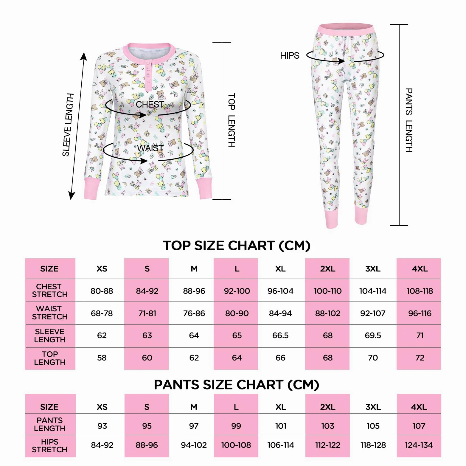 LittleForBig Dos Piezas Set de Pijama de Manga Larga para Mujer - Sedoso Suave, Cómodo Elástico y Transpirable Baby Cuties Temática Ropa de Dormir Rosa XXXXL