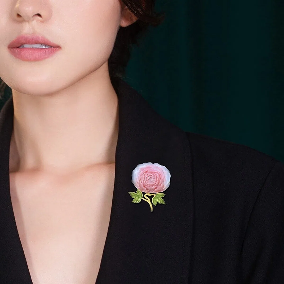 Broche de solapa Peony Broche abrigo Suéter Cardigan Pin Mujer Temperamento Temperamento Ropa Decoración Broche - for Damas Cumpleaños Boda Boda Joyería de fiesta Corsage Accesorio para disfraz de muj