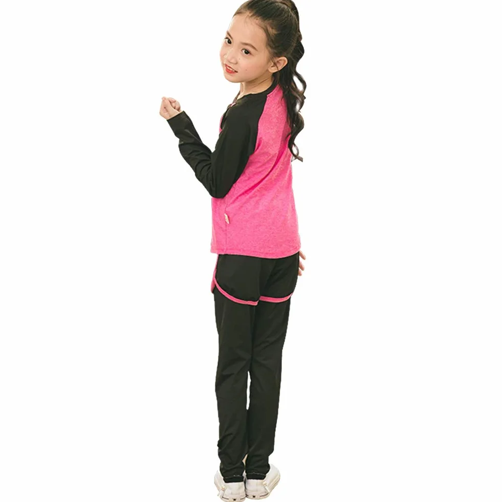 amropi Niñas Camisas Deportivas Tops y Jogging Yoga Larga Pantalones Conjunto Ropa Elástica Deporte Ejercicio Trajes por 3-16 años
