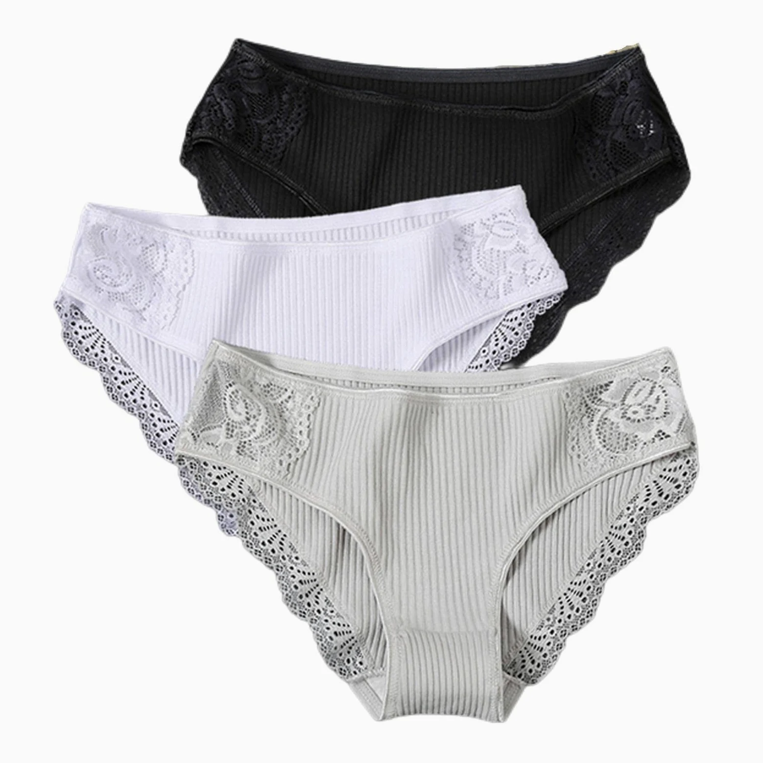 Ropa interior de 3 piezas/conjunto de bragas de algodón para mujer, ropa interior de tiro bajo, ropa interior de retazos, ropa interior suave para mujer, conjunto de lencería 13, M, 3 piezas