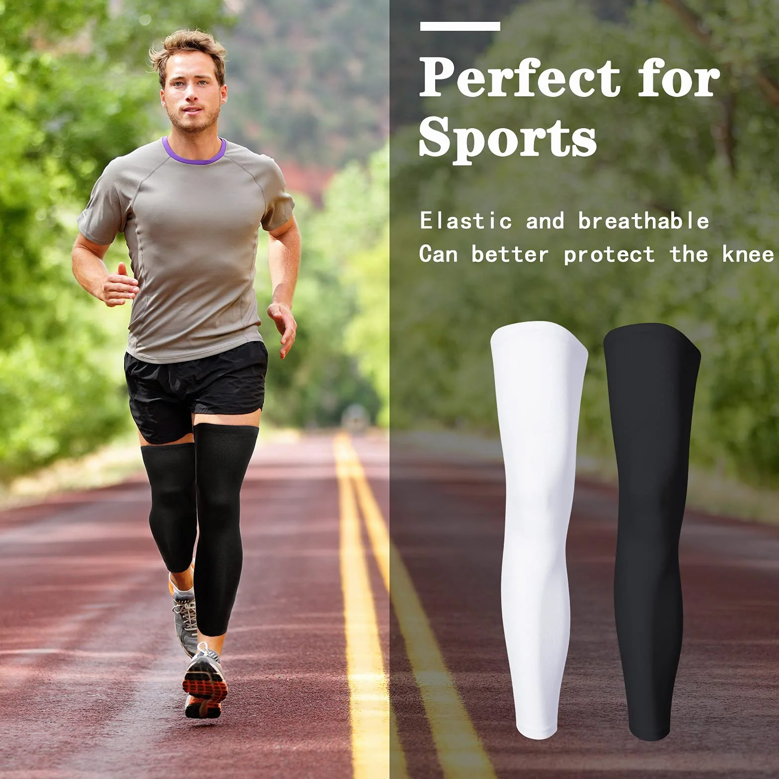 Skylety Mangas de Compresión de Longitud Completa para Ciclismo Deportivo Unisex Rodilla Muslo Correr