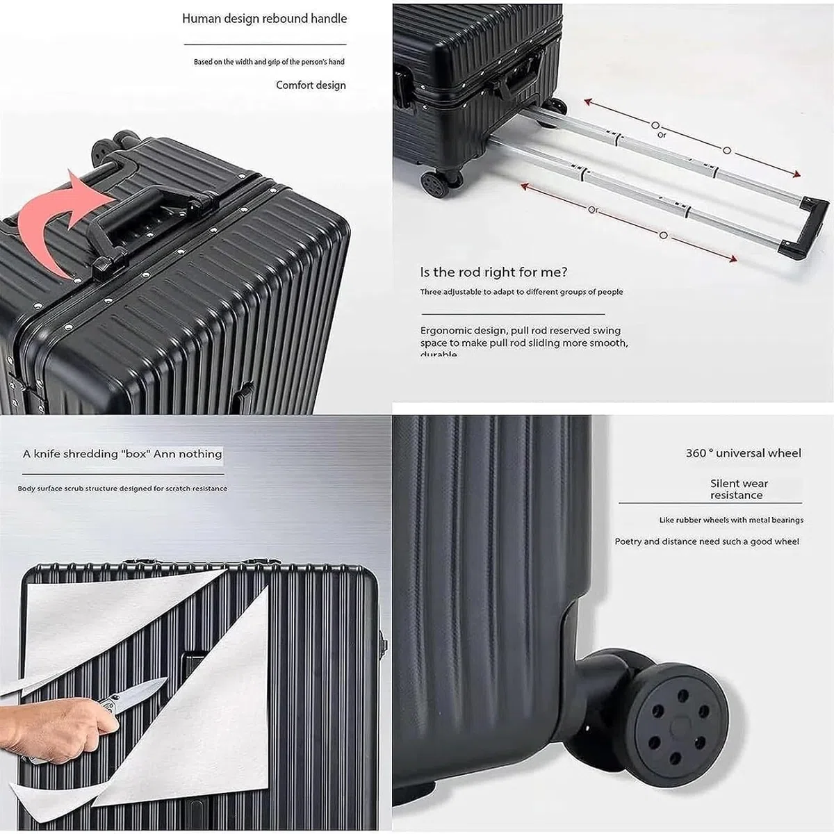Maleta Maleta con Carcasa Dura, Equipaje de Mano, Equipaje de Mano, Maleta con asa Ancha, Carcasa Dura, Marco de Aluminio, Ruedas giratorias Bolsas de Viaje