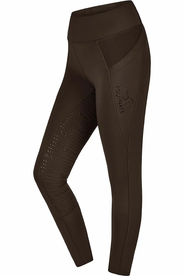 Equinate Cleo - Mallas de equitación para mujer, cómodos pantalones de equitación con ribete completo, funda para teléfono móvil y bolsillo con cremallera, transpirables, elásticos, antideslizantes