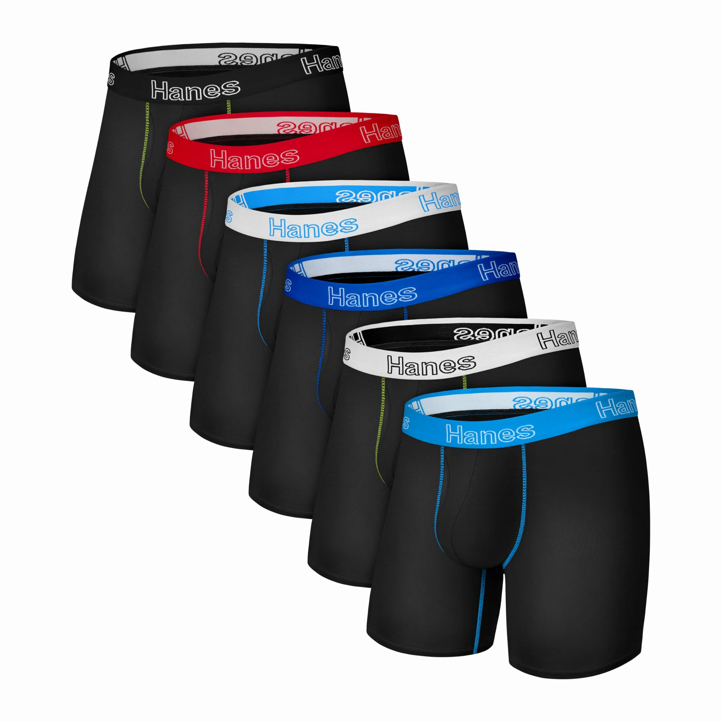 Hanes Men's Underwear Boxer Briefs, Cotton Stretch Moisture-Wicking Underwear, Multi-Pack Ropa Interior de Hombres Hombre (Pack de 6)