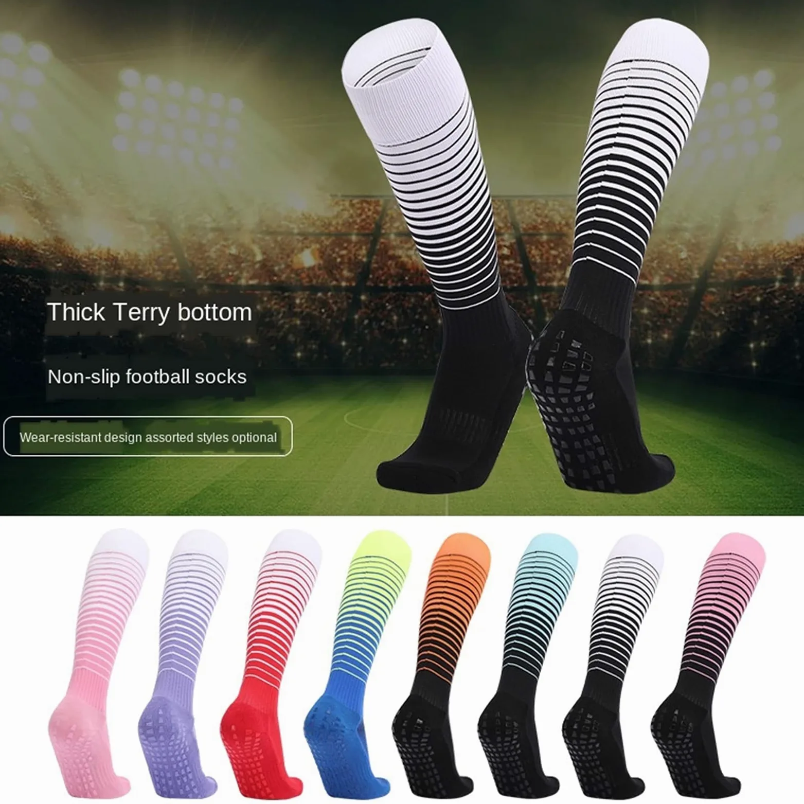 Calcetines de fútbol Antideslizantes Antideslizantes de Silicona Transpirable hasta la Rodilla-Altos Largos Deportes Gimnasio Calcetines de Ciclismo Adultos Ciclismo Calcetines