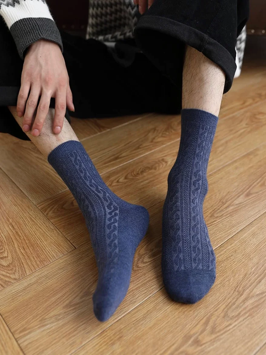 Calcetines de Lana de los Hombres Invierno biness cálido Regalos de los Calcetines de los Calcetines de la Raya del otoño (Color: un tamaño: 38-44) (Color : A, Size : 38-44)