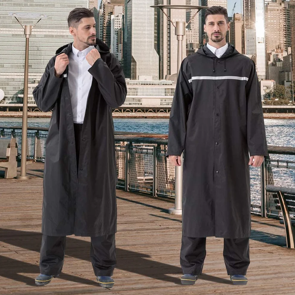 Pahajim Chubasquero Largo Adulto, Poncho Impermeable Reutilizable con Capucha Ajustable, Capa lluvia Trabajo Raincoat Plegable para Hombres y Mujeres