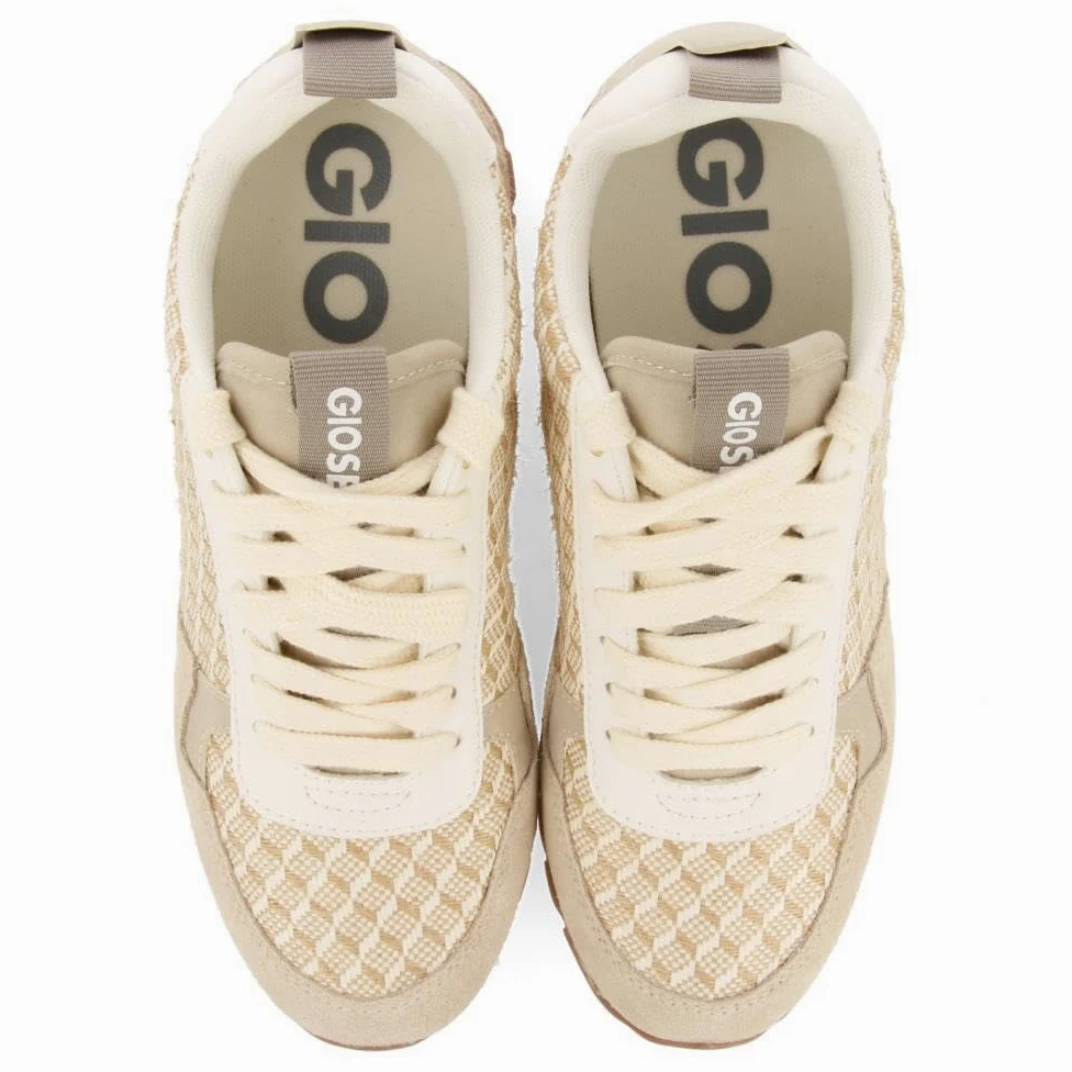 Sneakers Beige DE CUÑA Interna con Estampado GEOMÉTRICO para Mujer Puke