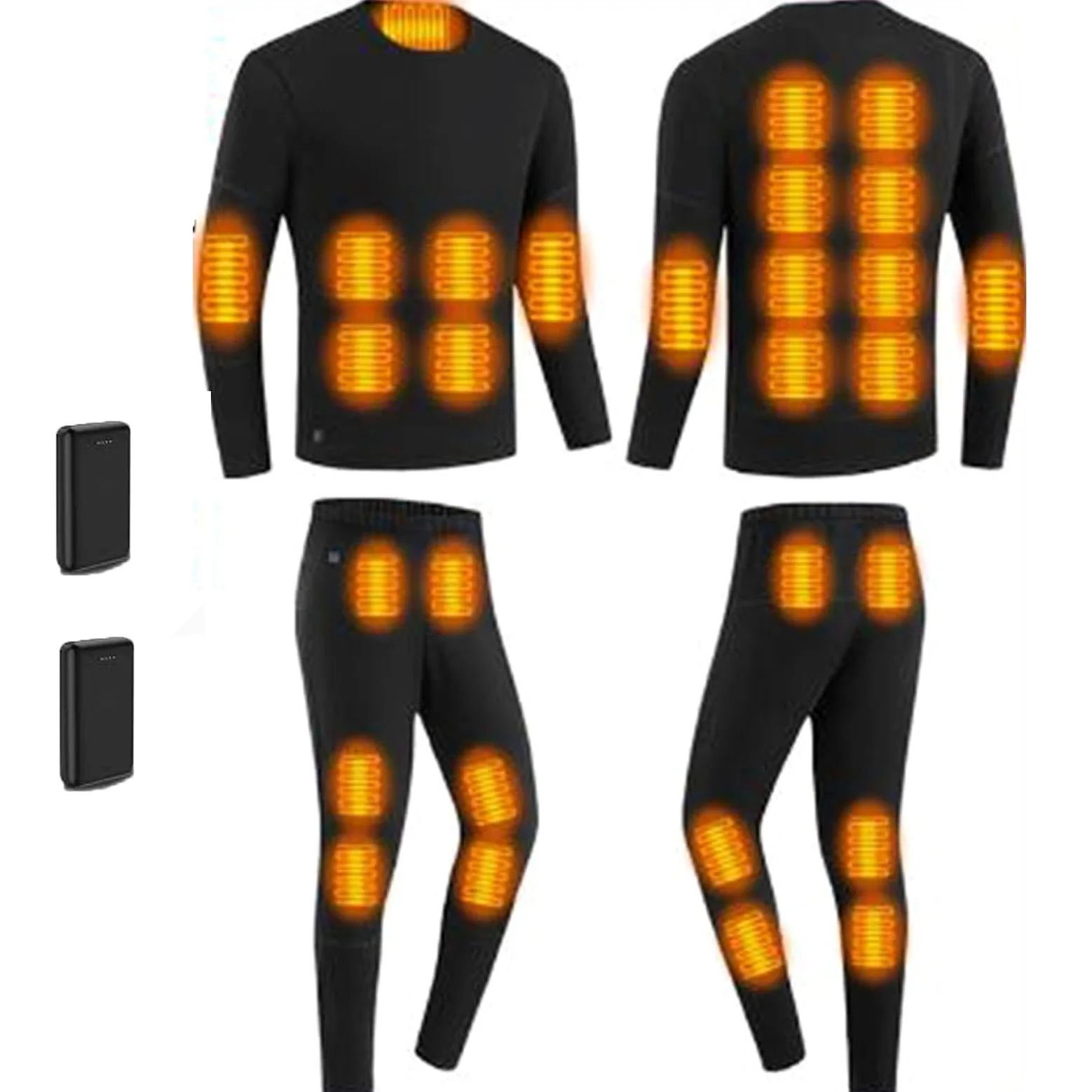 Ropa Interior Calefactable Mujer & Hombre, 28 Zonas Inteligente con Calefacción, Calefacción USB Ropa Interior Térmica Camisas y Pantalones de Capa Base