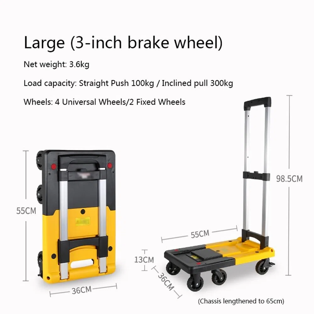 Carro de mano portátil plegable resistente con ruedas para equipaje de viaje, cajas de carga, oficina en casa, garaje