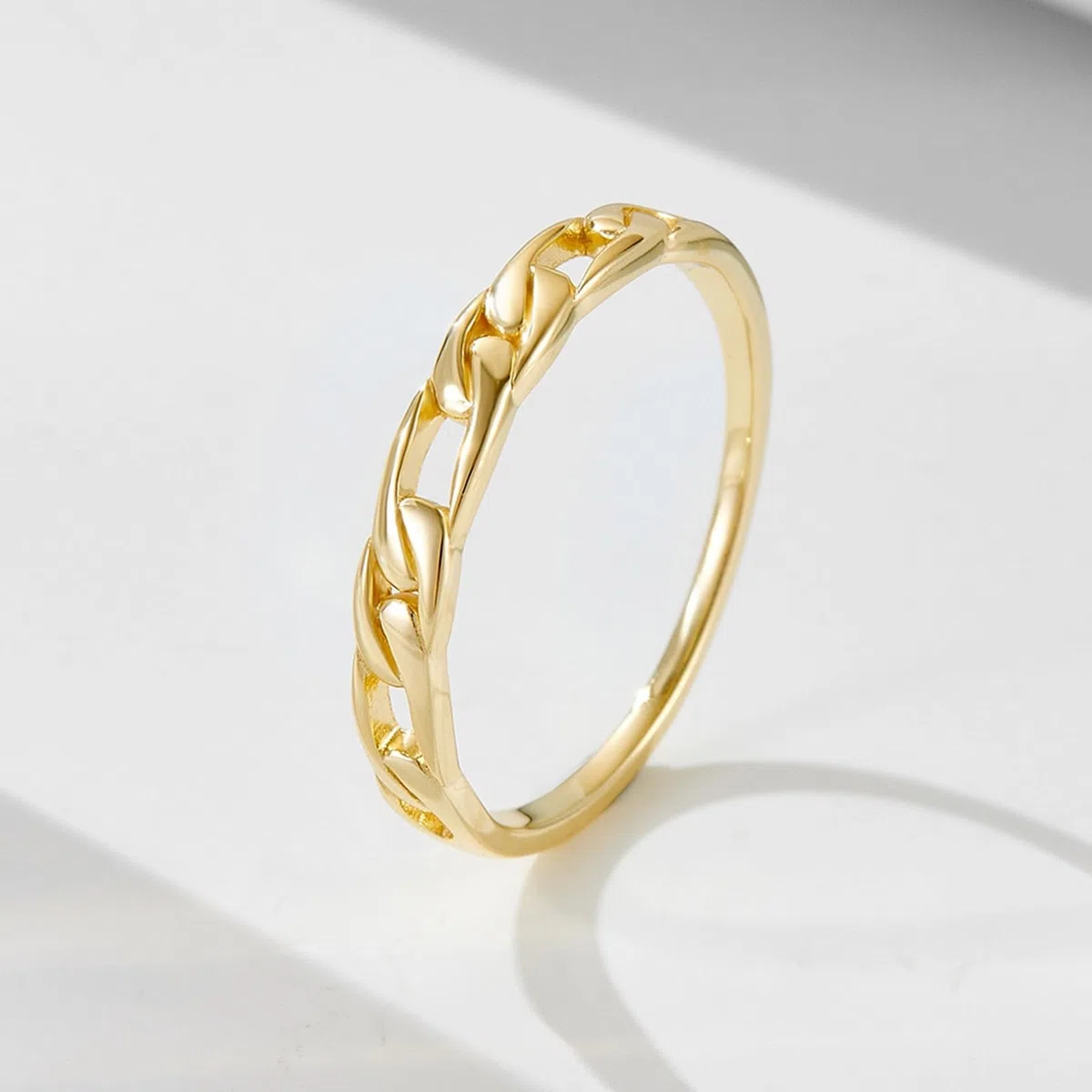 Anillo Eternity de oro blanco de 9 quilates, anillos para parejas sin piedras