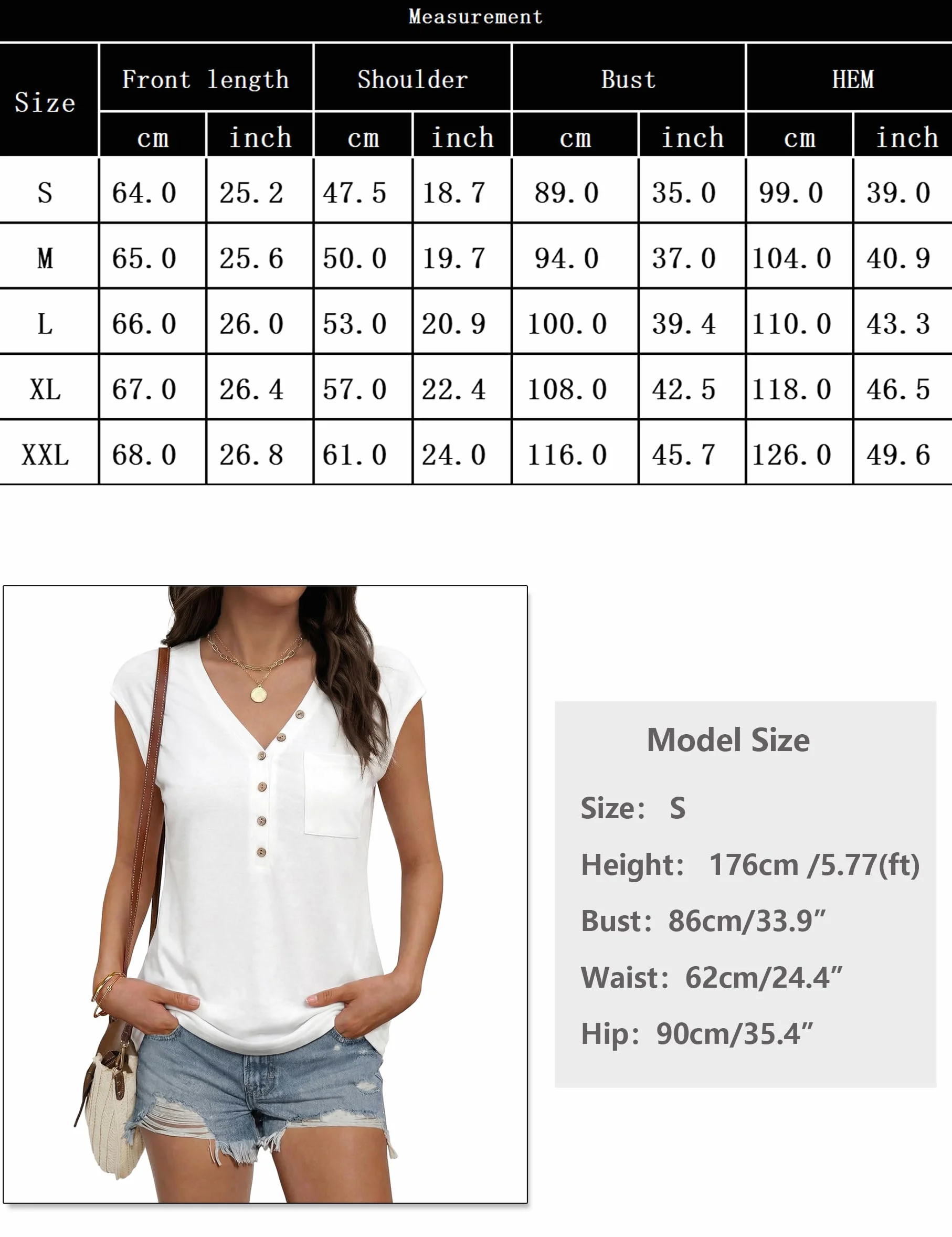 Gyabnw Camiseta Mujer Cuello V sin Mangas Blusa Verano Ligera Suave y Transpirable con Bolsillo para Trabajo y Tiempo Libre