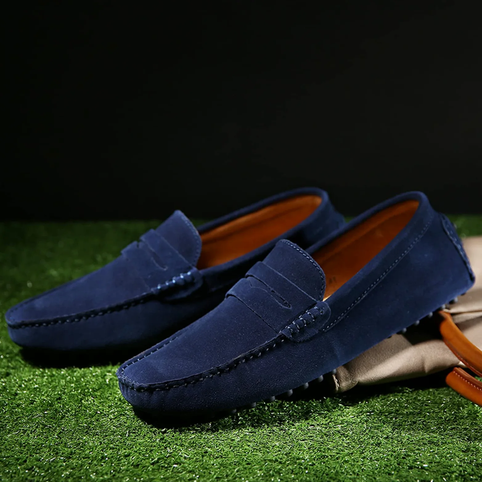 LZQpearl Mocasines Penny para Hombre, Zapatos Planos De Moda De Cuero De Gamuza para Hombre, Pantuflas De Mocasín Informales para Cubierta De Barco para Adultos Y Adolescentes Unisex