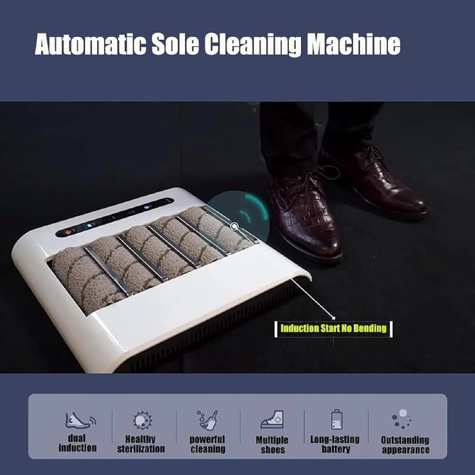 Pulidora eléctrica de zapatos, máquina de limpieza totalmente automática de 1000 Pa, limpiador de suela sin agua de 260 RPM para hogar, oficina, hoteles, uso comercial