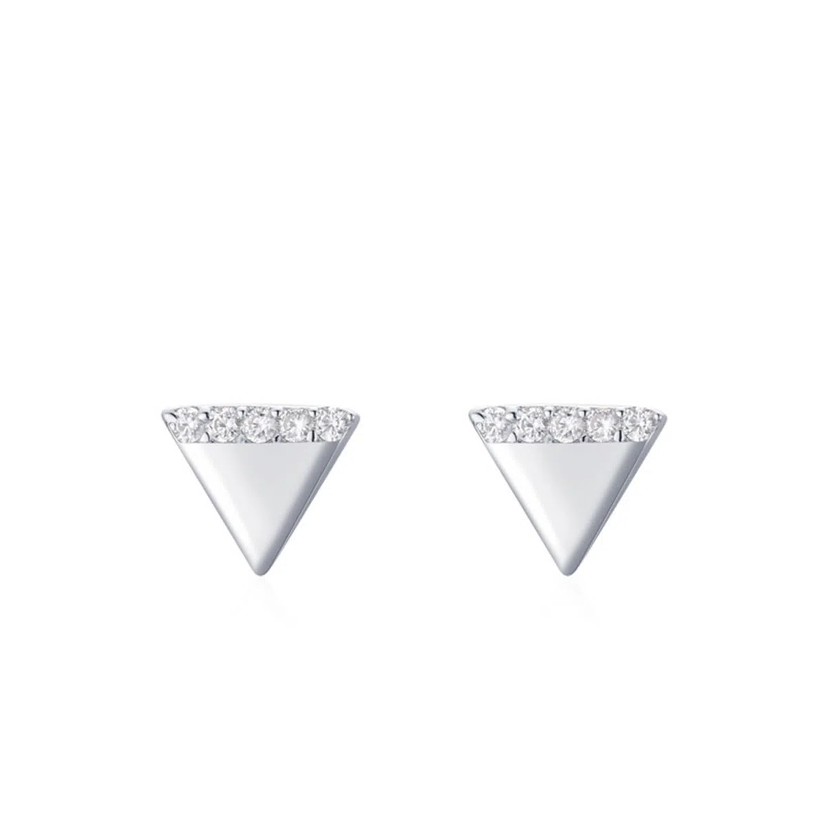 Pendientes de oro blanco de 18 quilates con moissanita, triángulo PT950, pendientes de platino