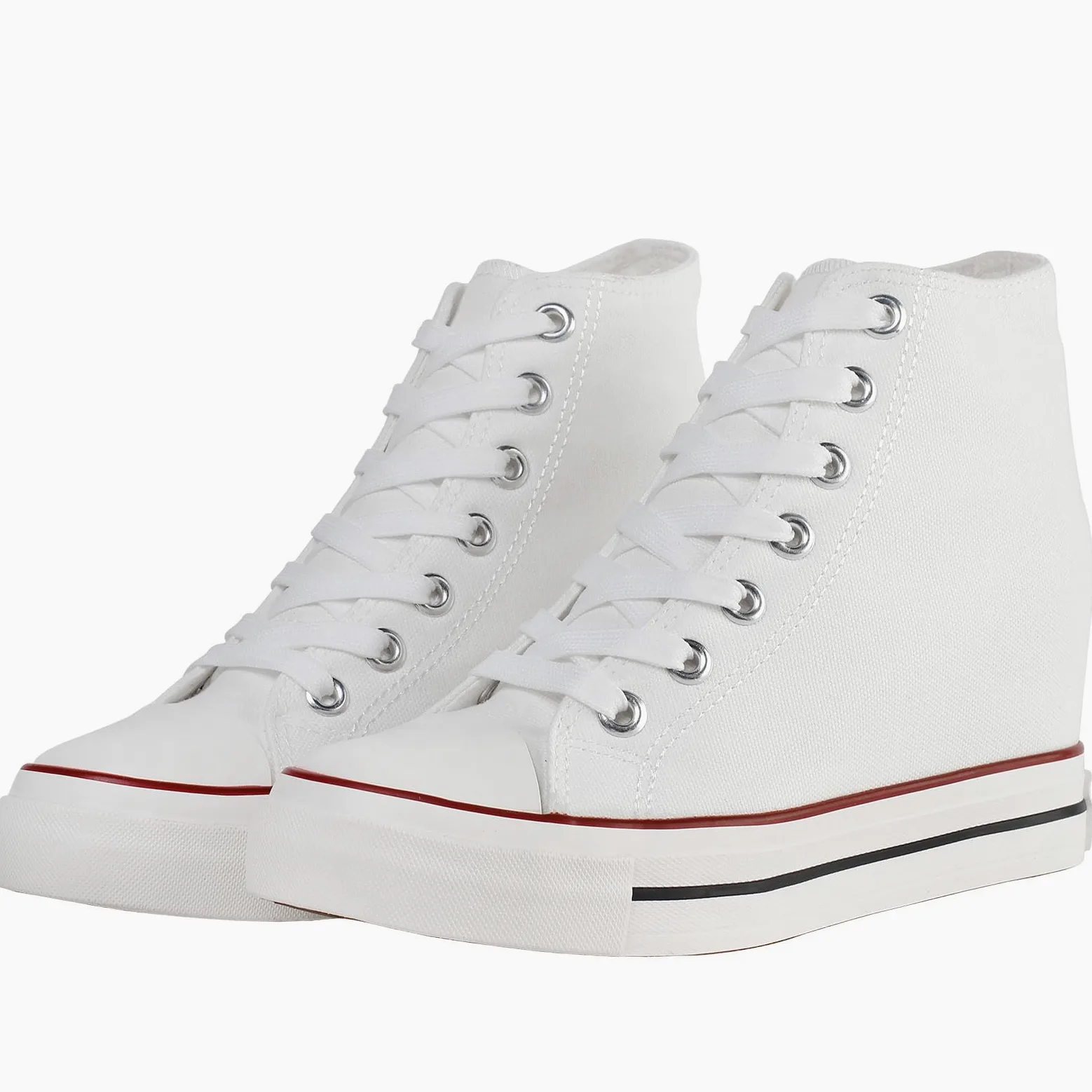 Mujer Zapatos de Lona Cuñas Plataforma Zapatillas Altas | Casuales Moda Botines Ligeras Negro Blanco 35-40 Con cuña