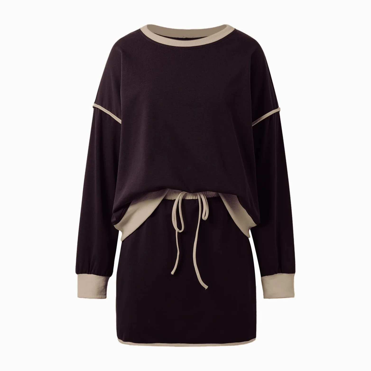 Conjunto de Dos Piezas para Mujer Chándal Casual con Sudadera y Falda de Tiro Coordinado Deportivo