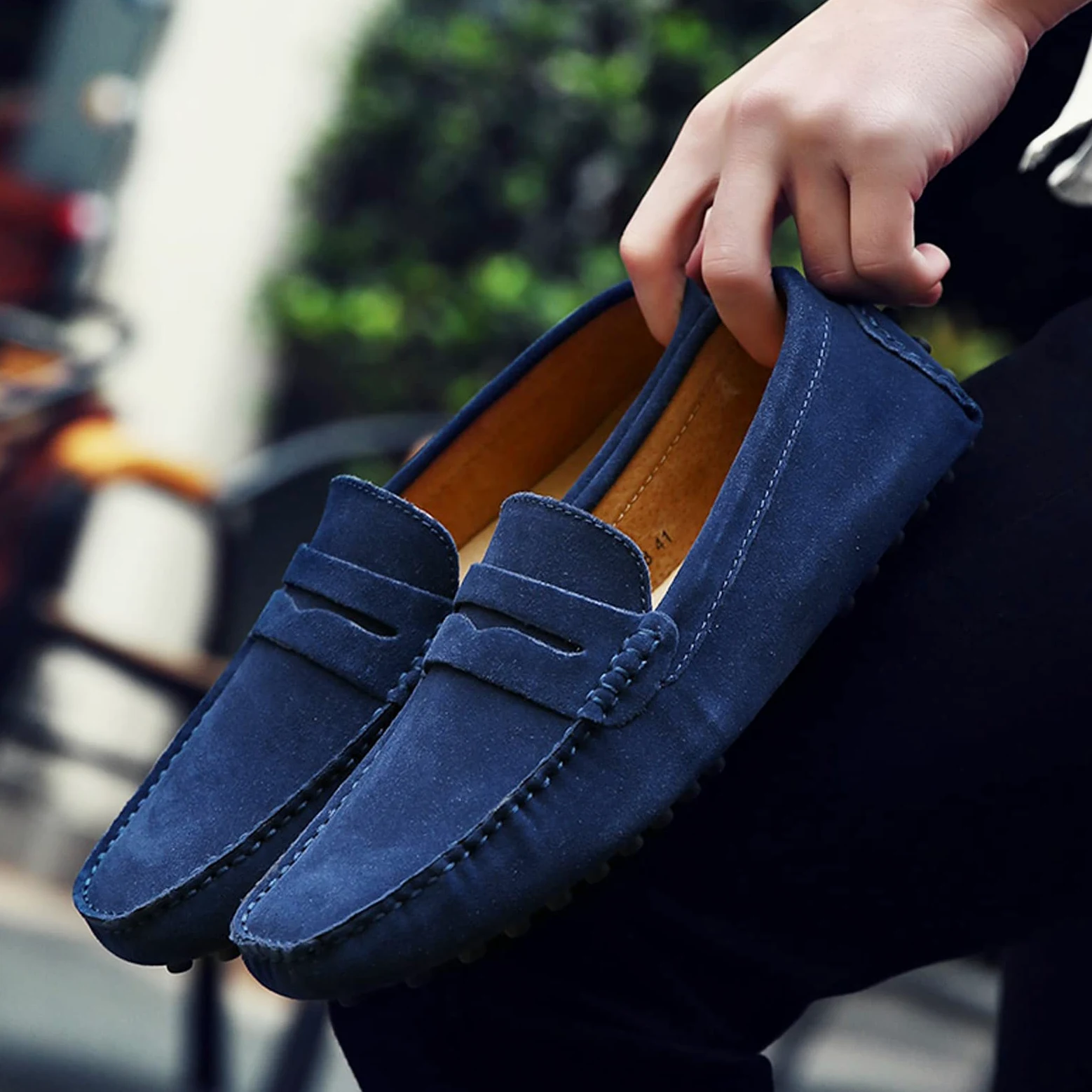 LZQpearl Mocasines Penny para Hombre, Zapatos Planos De Moda De Cuero De Gamuza para Hombre, Pantuflas De Mocasín Informales para Cubierta De Barco para Adultos Y Adolescentes Unisex