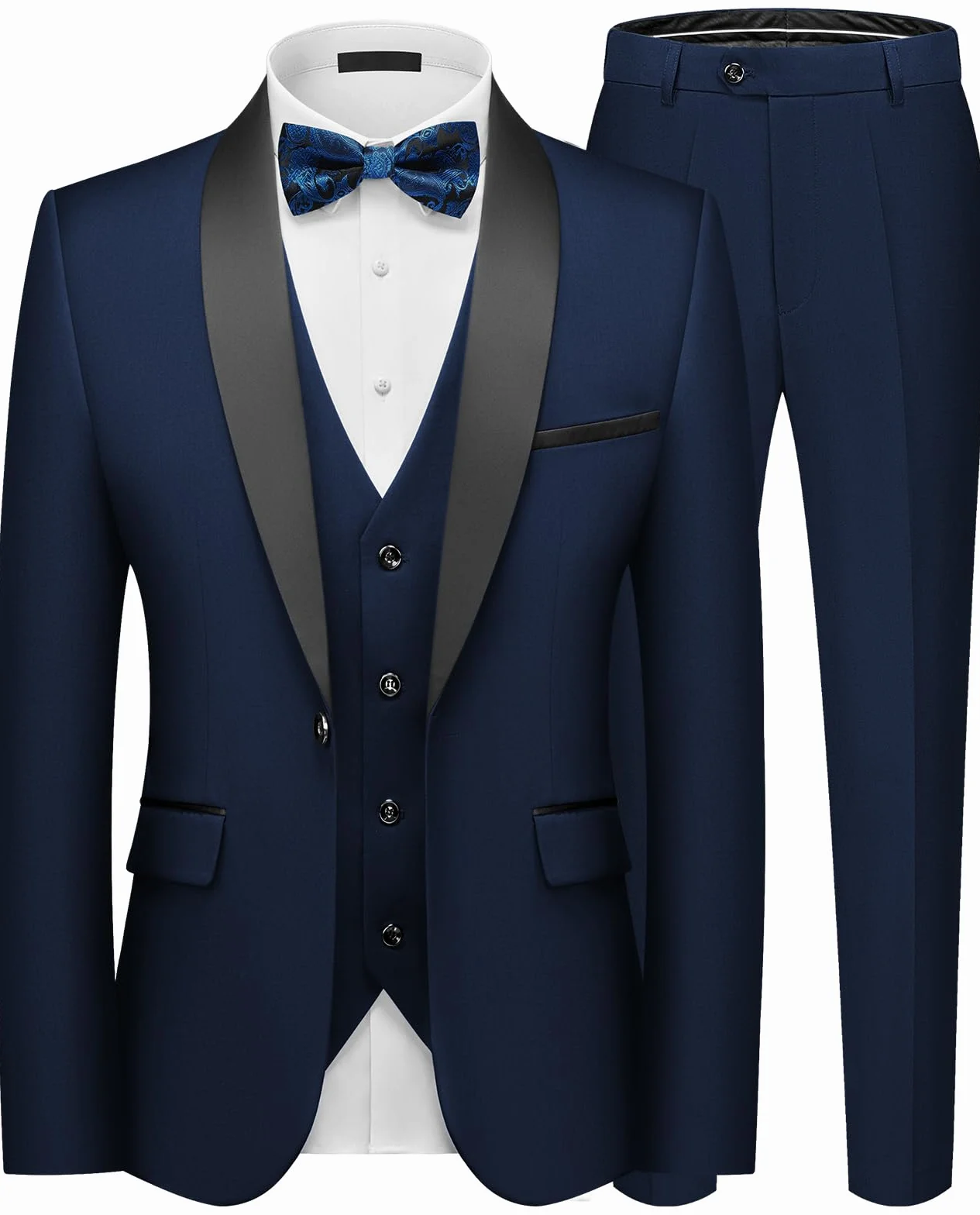 Traje para Hombre Negocio de 3 Piezas Ajustada Trajes Slim Fit Elegantes Boda Blazer Chalecos Pantalones