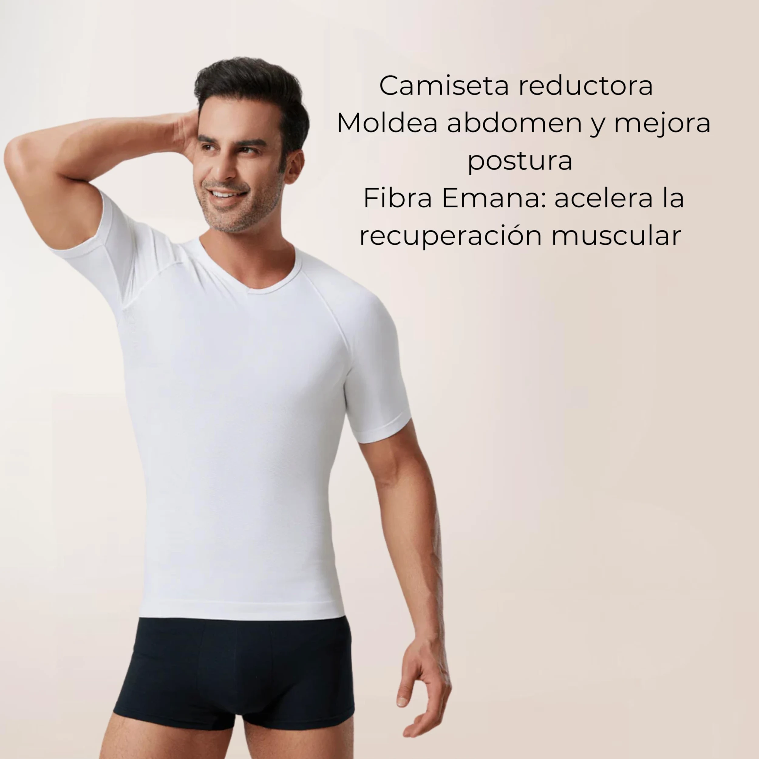 ANAISSA Camiseta Compresión Hombre con Fibra Emana Speed. Camiseta Reductora Hombre Moldea y Estiliza. Camiseta de Compresión Corrector Postural. Control Abdomen, Caderas y Espalda.