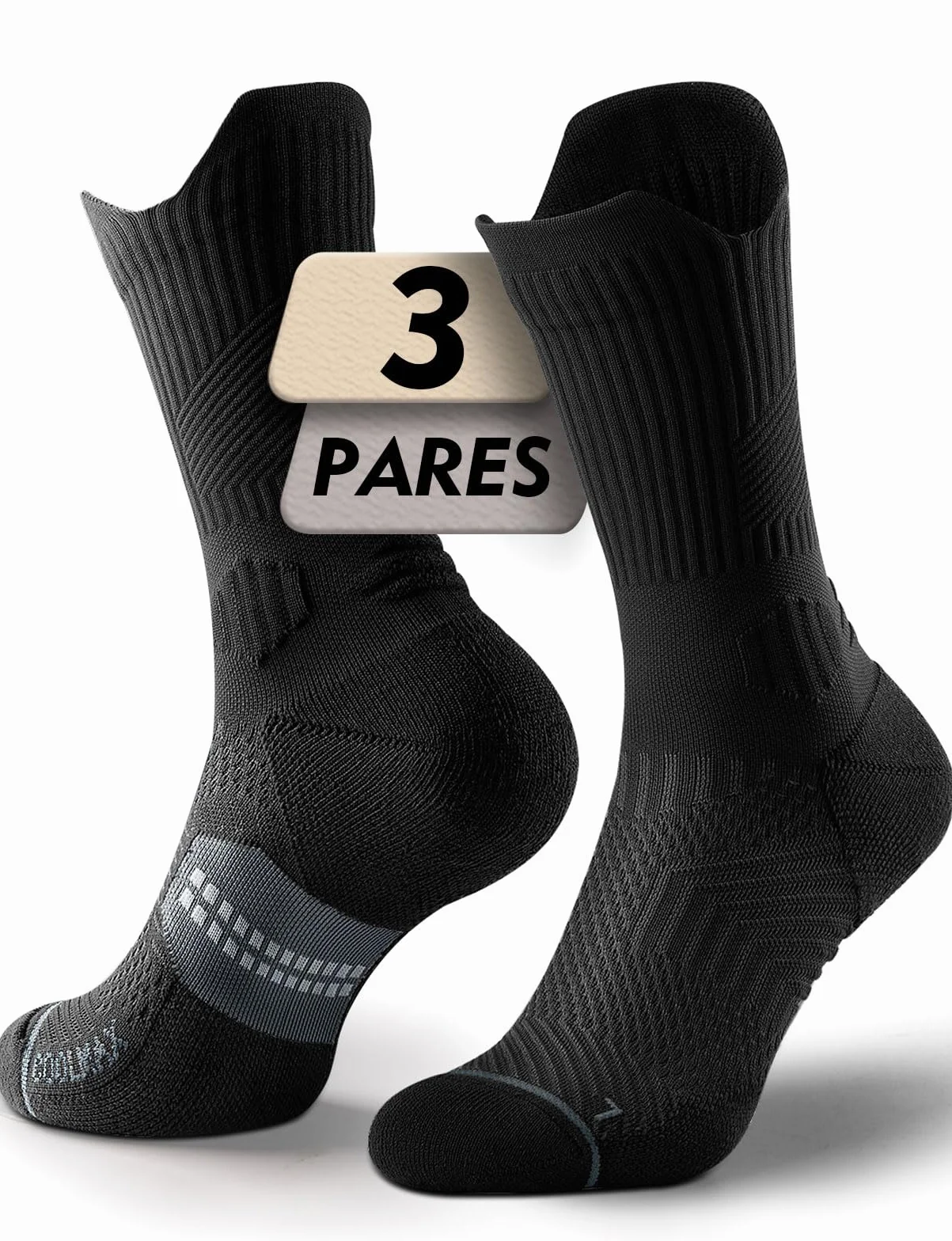 Calcetines de Compresión para Correr Fibra de Bambú Coolmax Transpirables Anti-ampollas Acolchados