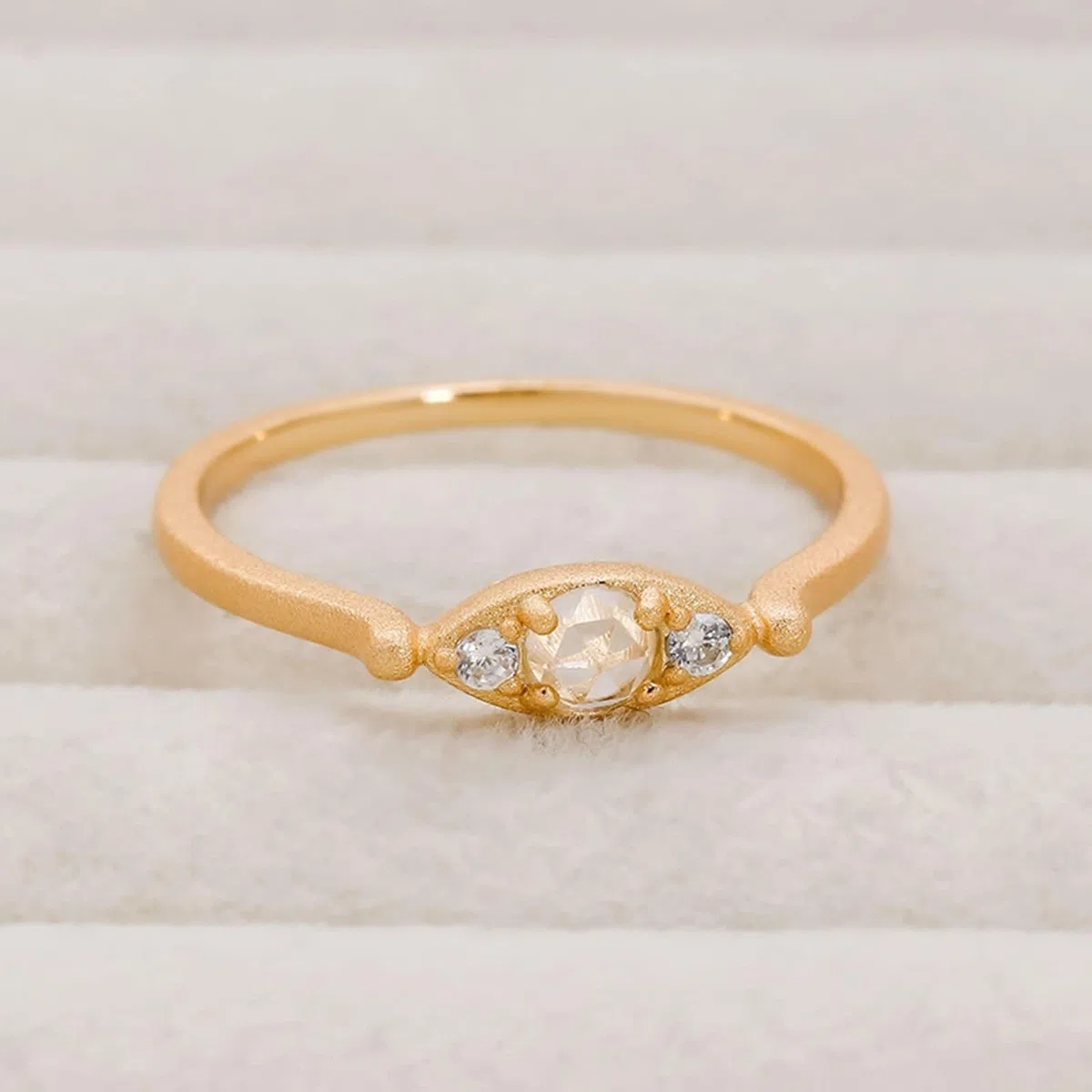 Anillo de boda de oro auténtico de 9 K/14 K/18 K con cristal, lágrima