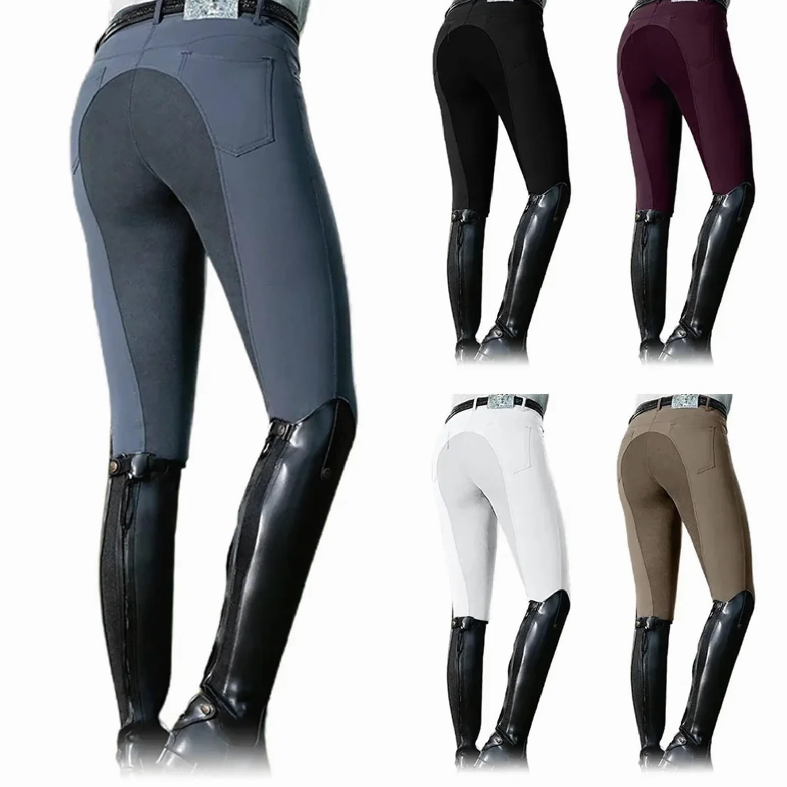 Mallas De Equitación Pantalones De Equitación For Mujer, Pantalones Elásticos, Leggings De Ciclismo, Pantalones Ecuestres, Pantalones De Carreras De Caballos(Light Gray,XXXL)
