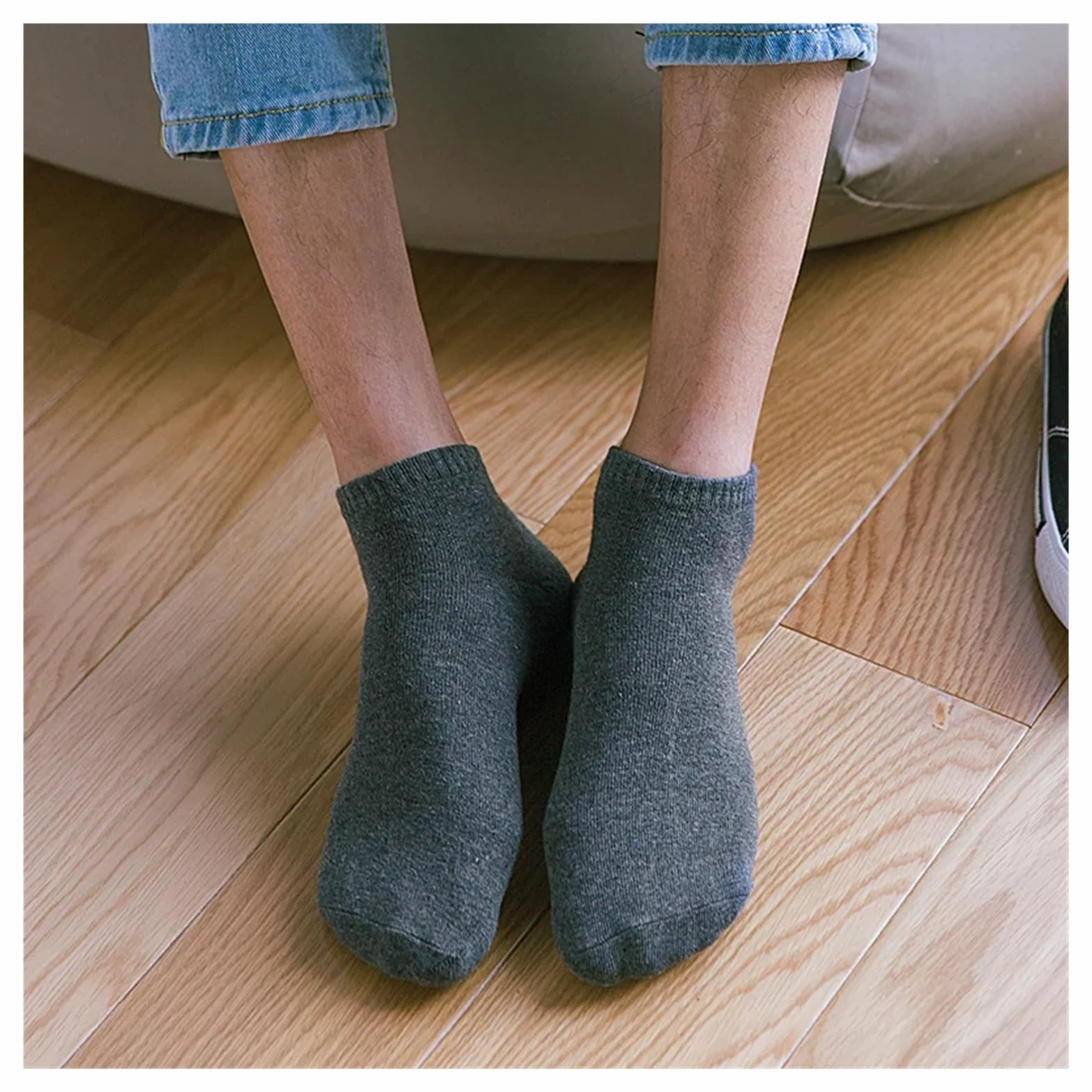 Calcetines Tobilleros Hombre 10 pares/lote de calcetines for hombre, tallas grandes 42, 43, 44, 45, 46, 47, 48, informales, transpirables, negros y blancos, algodón