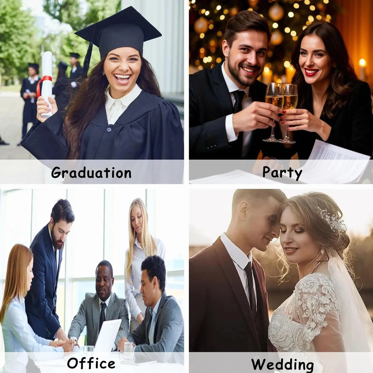 Corbata negra para mujer, corbatas preatadas de 38 cm, ajustables con cremallera, uniforme JK, para graduación y bodas