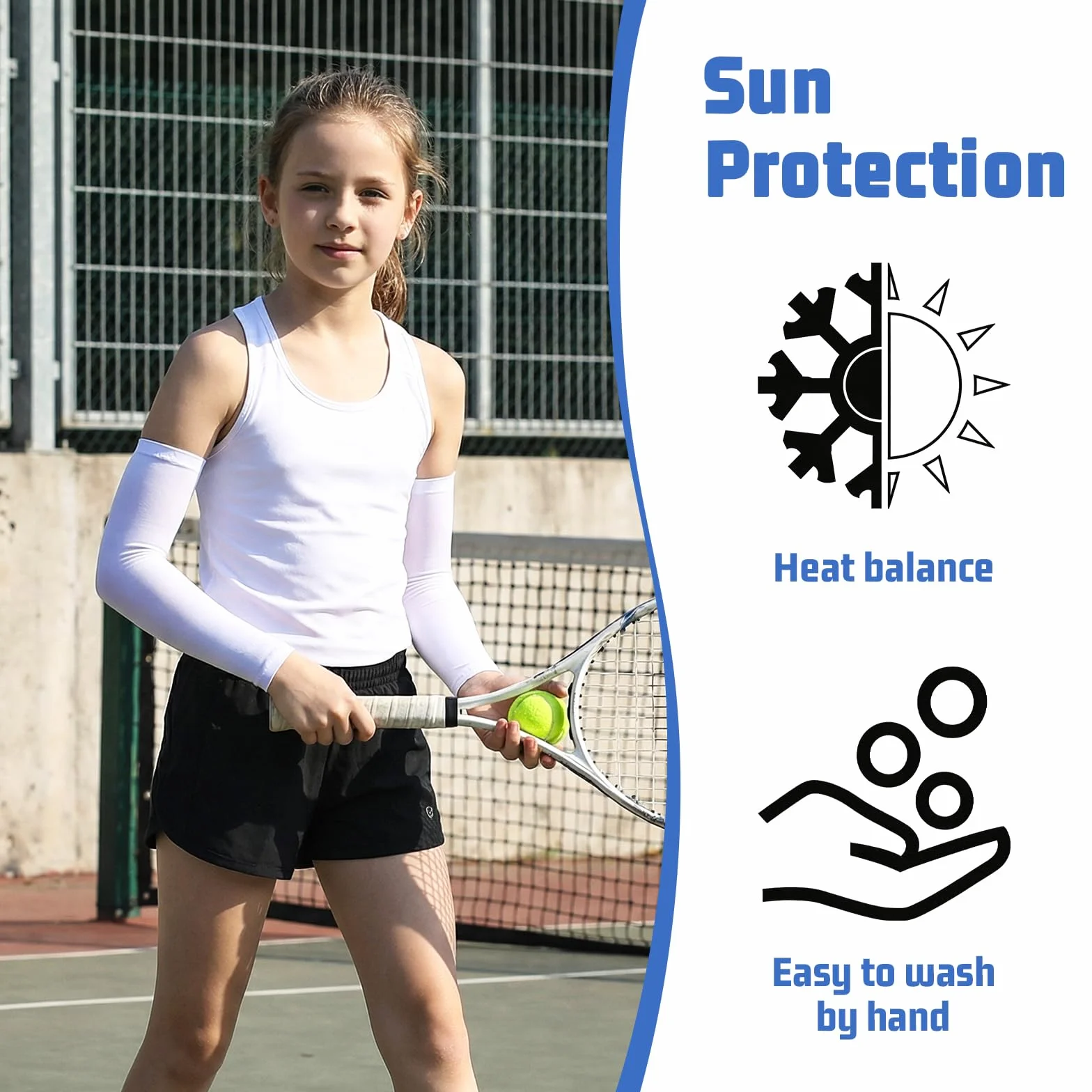 Mangas de protección solar UV para niños 3 pares manga elástica transpirable deportes baloncesto voleibol béisbol