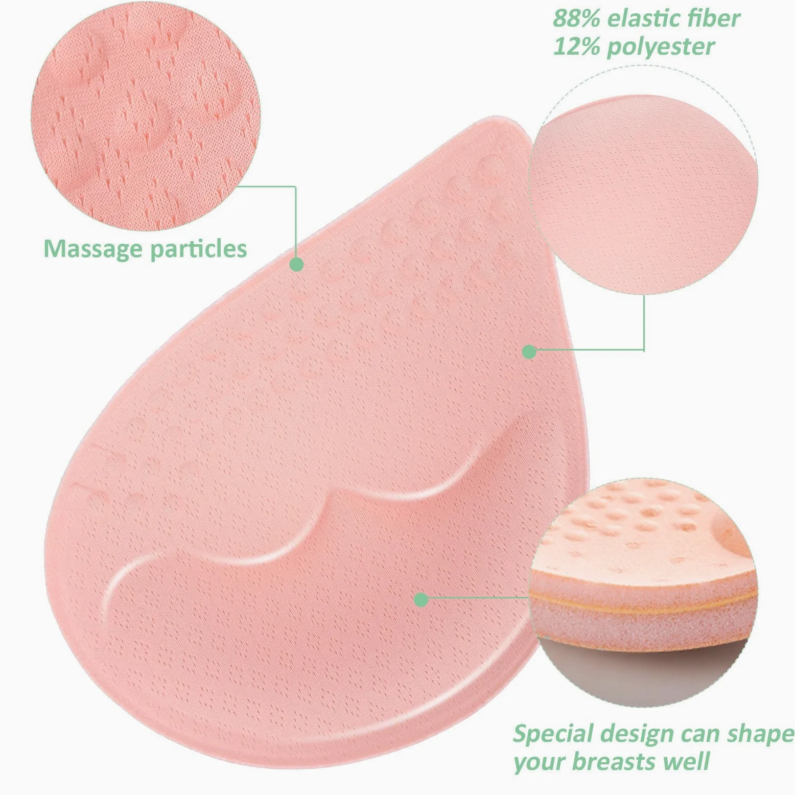 Genérico 12 Pares de Almohadillas de Sujetador Flexibles y Reutilizables para Mujer, Hechas de Fibra Elástica y Poliéster, Ideales para Sujetadores Deportivos y Trajes de Baño