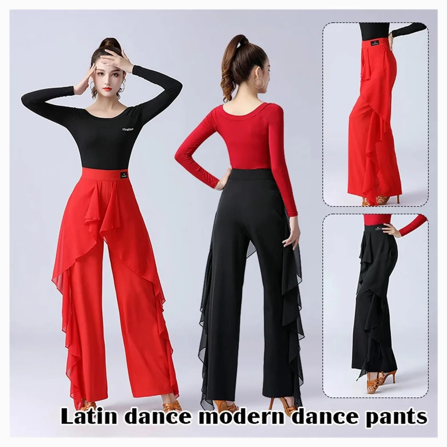 Pantalones de Baile Latino poliéster | Danza latina multicolor S-3XL: práctica de actuación