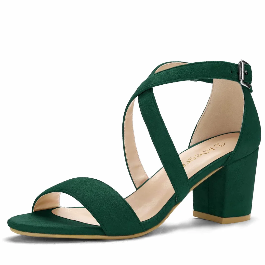 Allegra K Crisscross Ankle Strap Block Heel Sandals Sandalia de tacónMujer