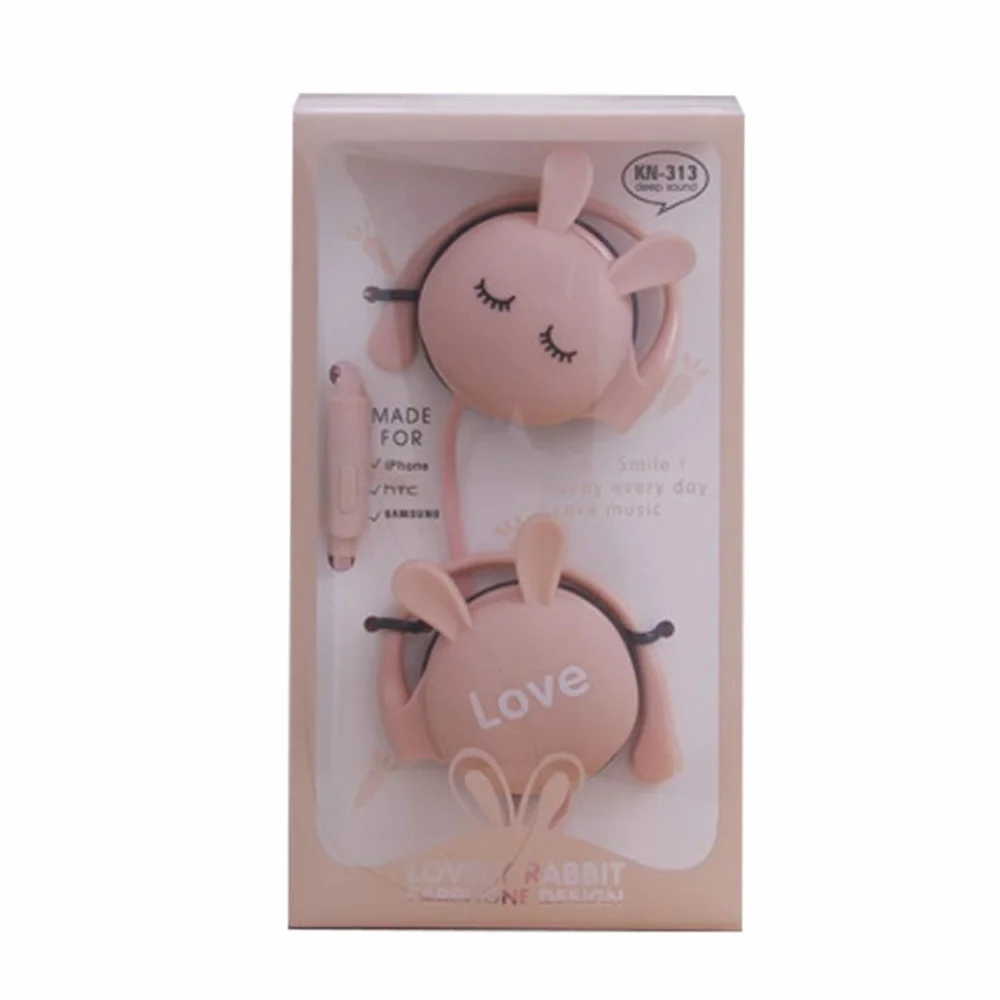 Dibujos animados Animal Ear Hook 2.5mm Wired Auricular Deporte Correr Auriculares Estéreo Niños Niñas Auriculares Rosa