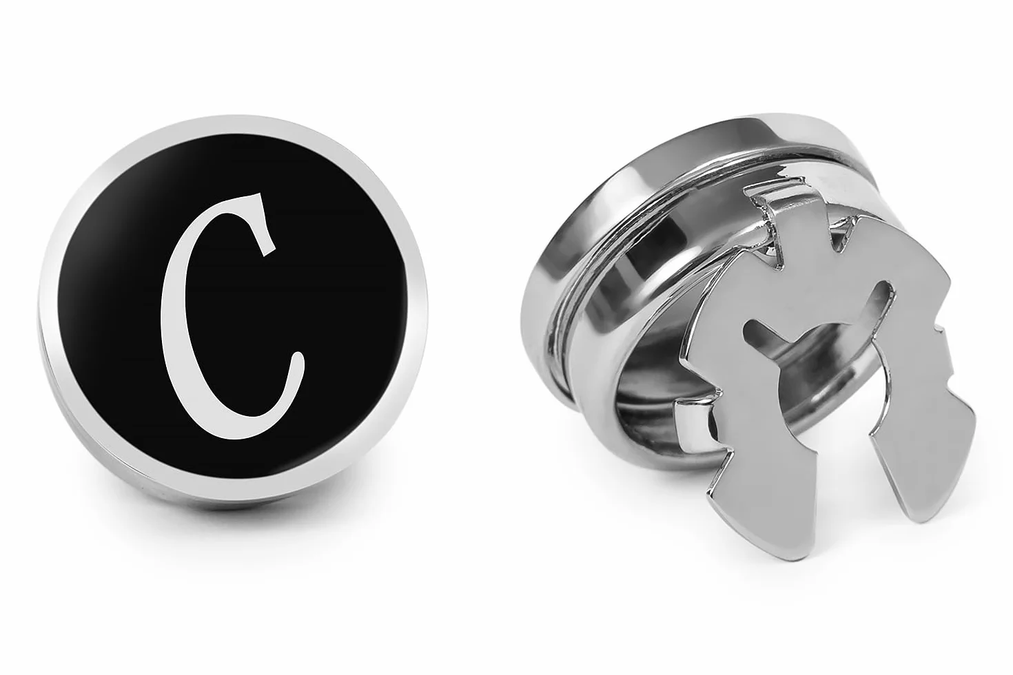 MEDIO PAR Cubrebotón Letra Negro Regalo Padrino Cubrebotones Gemelos Originales Camisas Hombres Bodas Eventos