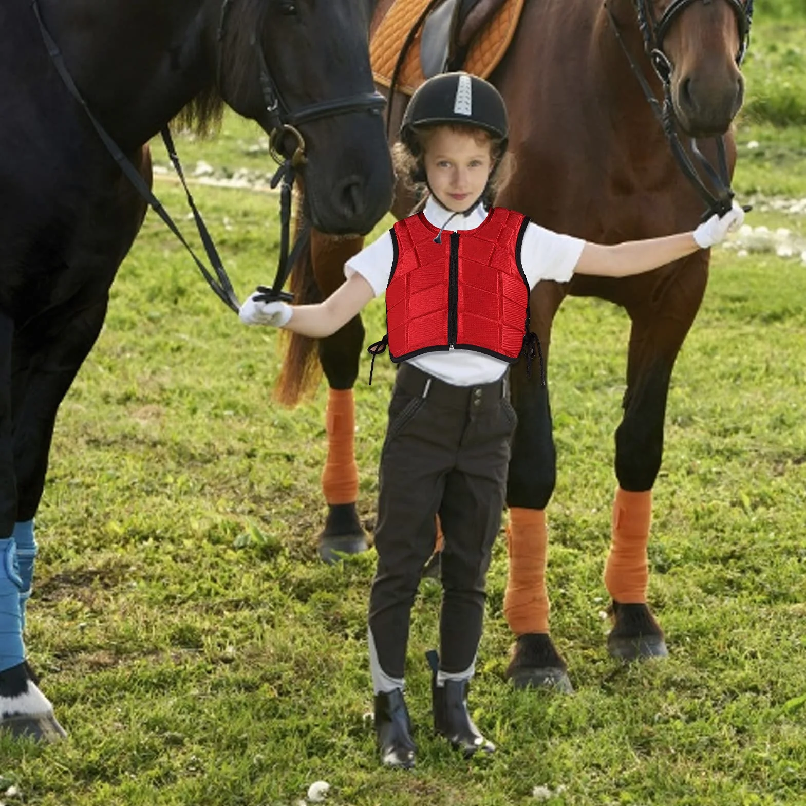 Chaleco de equitación para niños, acolchado de espuma, equipo de protección para equitación, protección del cuerpo, ajustable, cómodo, absorbente de golpes para niños,