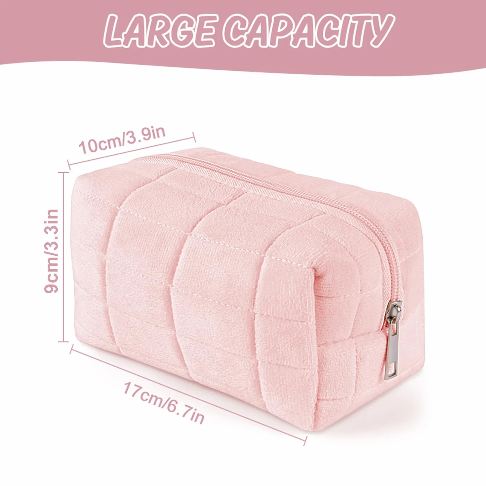 Aucuu Bolsa de cosméticos de Viaje, Bolsa de Maquillaje para Mujer, Bolsa de Aseo Acolchada para Mujer, Bolsa de cosméticos de Gran Capacidad, Bolsa de Maquillaje de algodón con Estampado Floral para