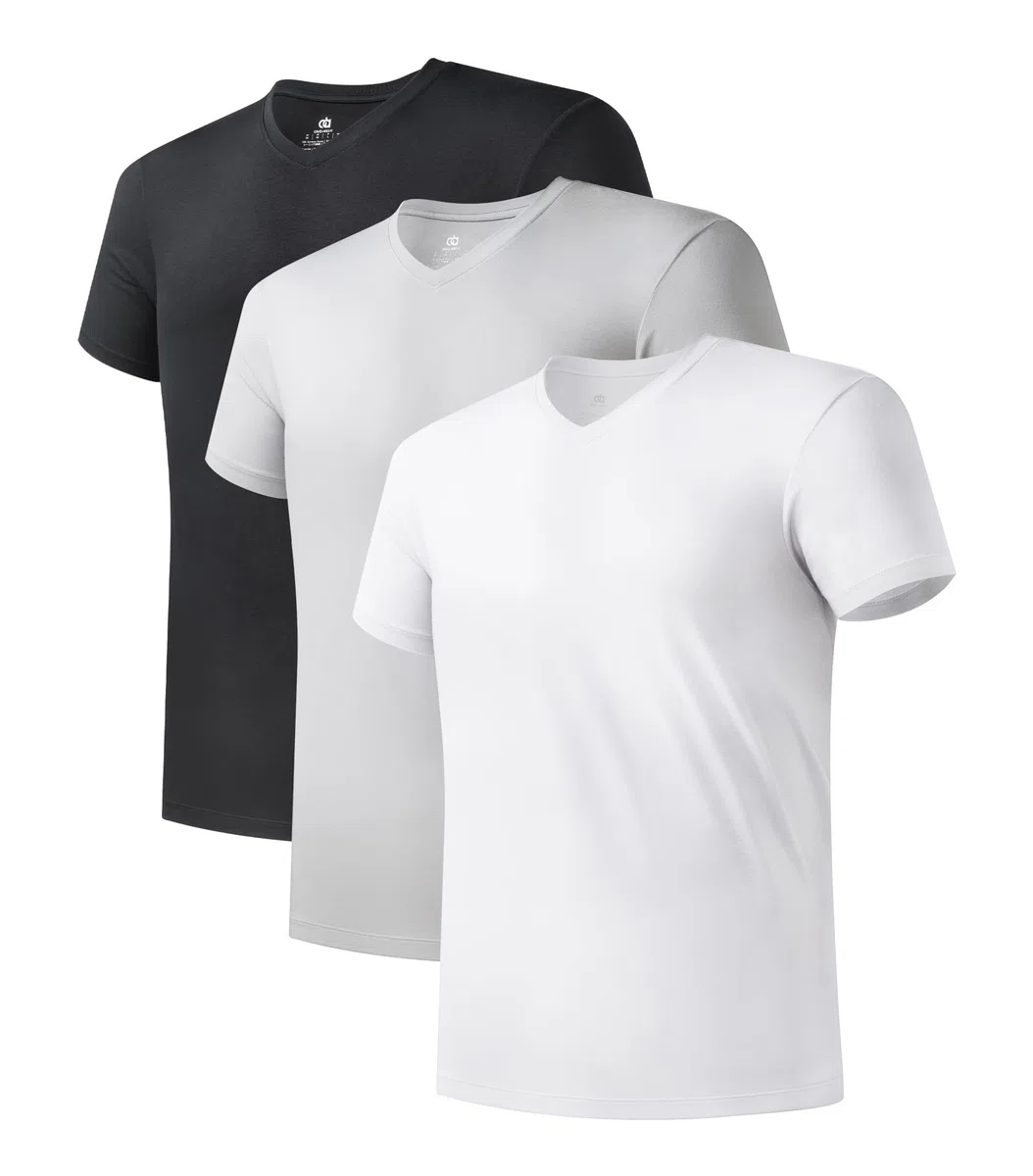 DAVID ARCHY Camiseta interior de micro modal para hombre que absorbe la humedad, cuello redondo, cuello redondo, camisetas con cuello en V para hombre, paquete de 3