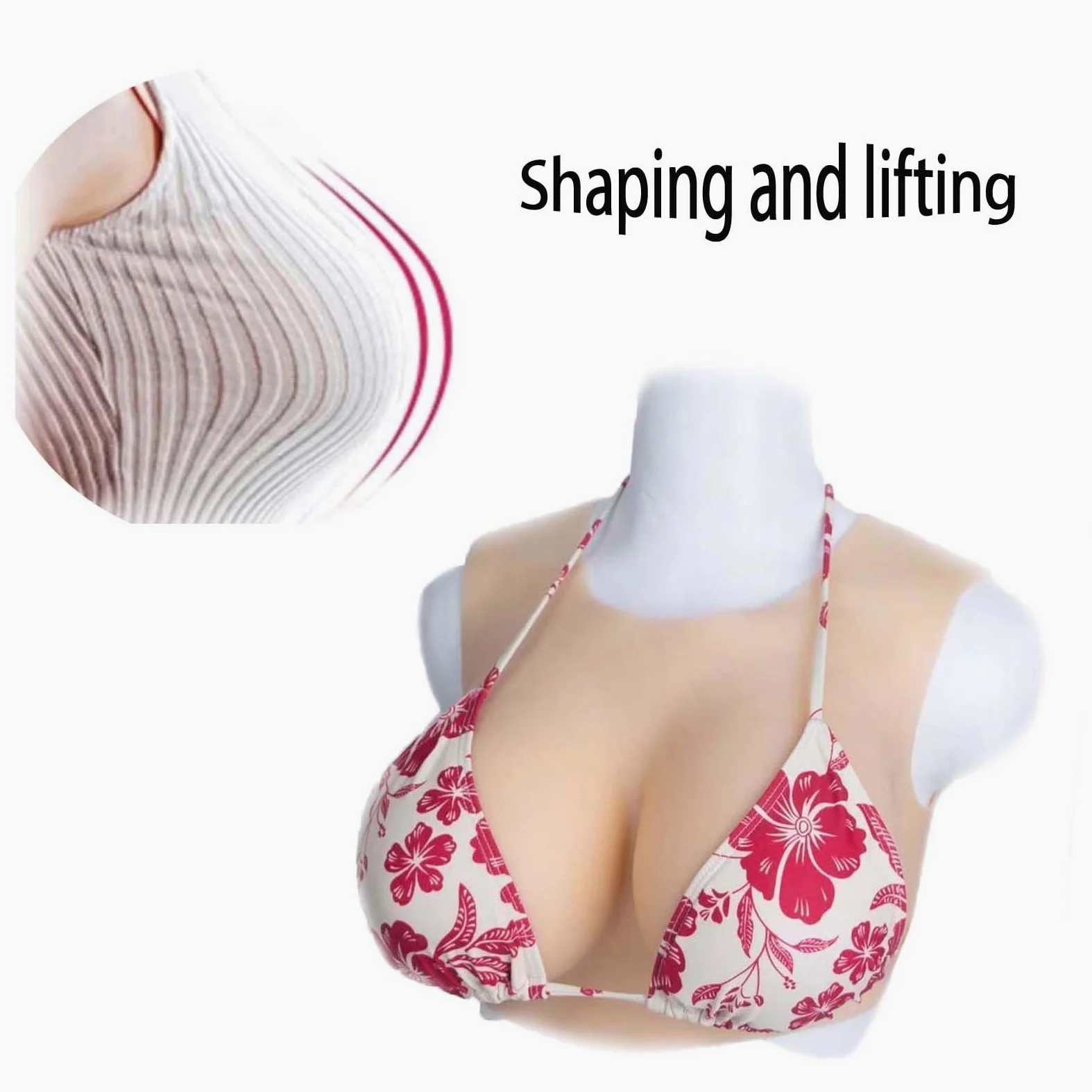 Adima Copa D - H En Forma De Pecho Sujetador Relleno De Silicona Cuello Redondo En Forma De Pecho Falso del Travesti