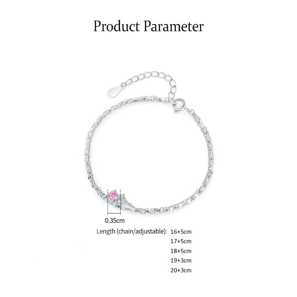 Pulsera vintage, pulsera de promesa de cadena de doble capa con zafiro rosa creado y moissanita