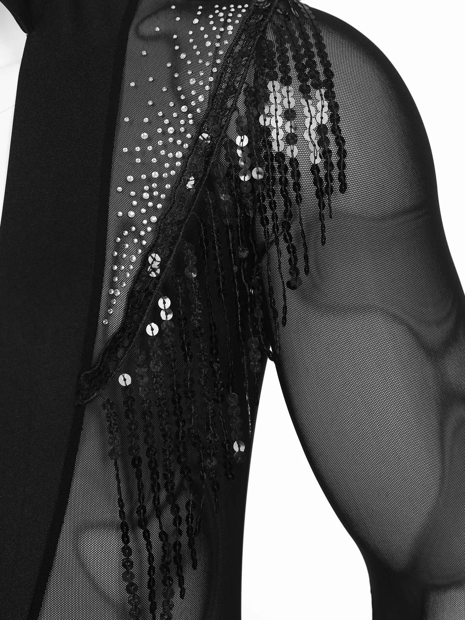 MSemis Body Manga Larga Baile Latino para Hombres de Gimnasia Rítmica con Diamantes Brillantes