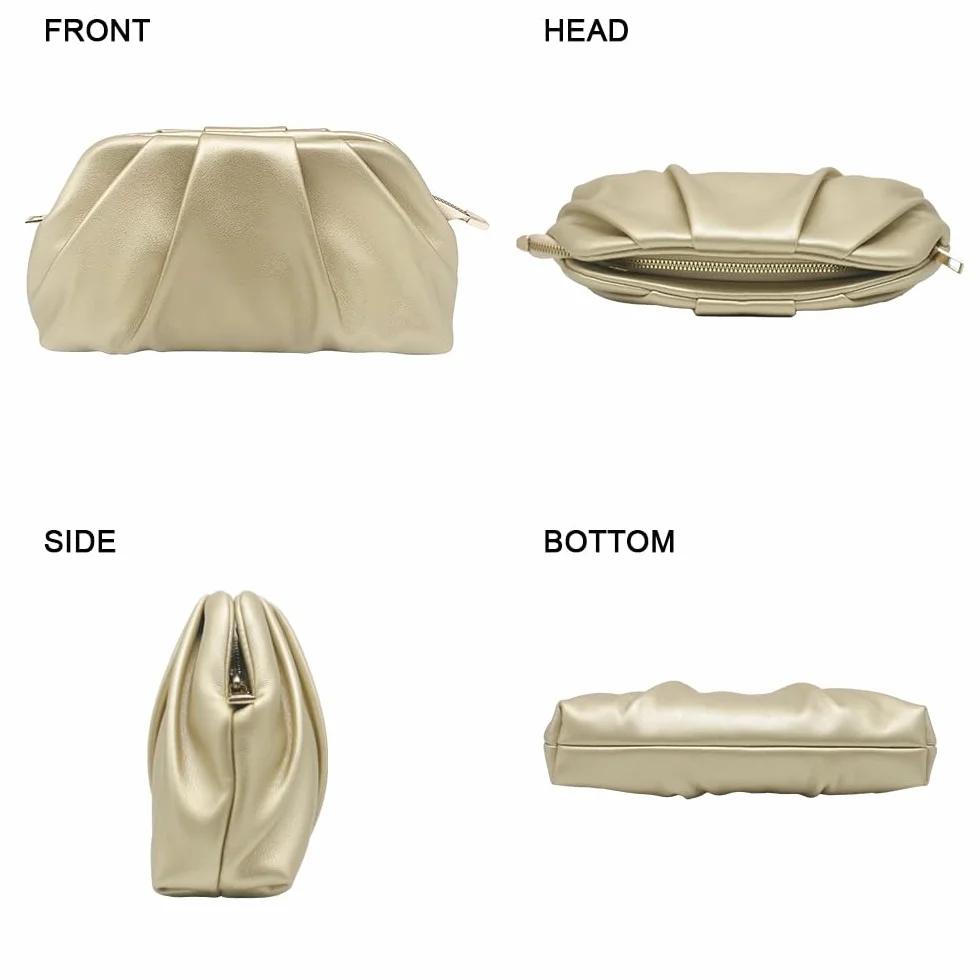 Pahajim Bolsos de Fiesta Clutch Bolso de Mano para Mujer PU Piel con Cadena Desmontable Bolsos Ceremonia Bandolera para Bodas, Cenas, Eventos