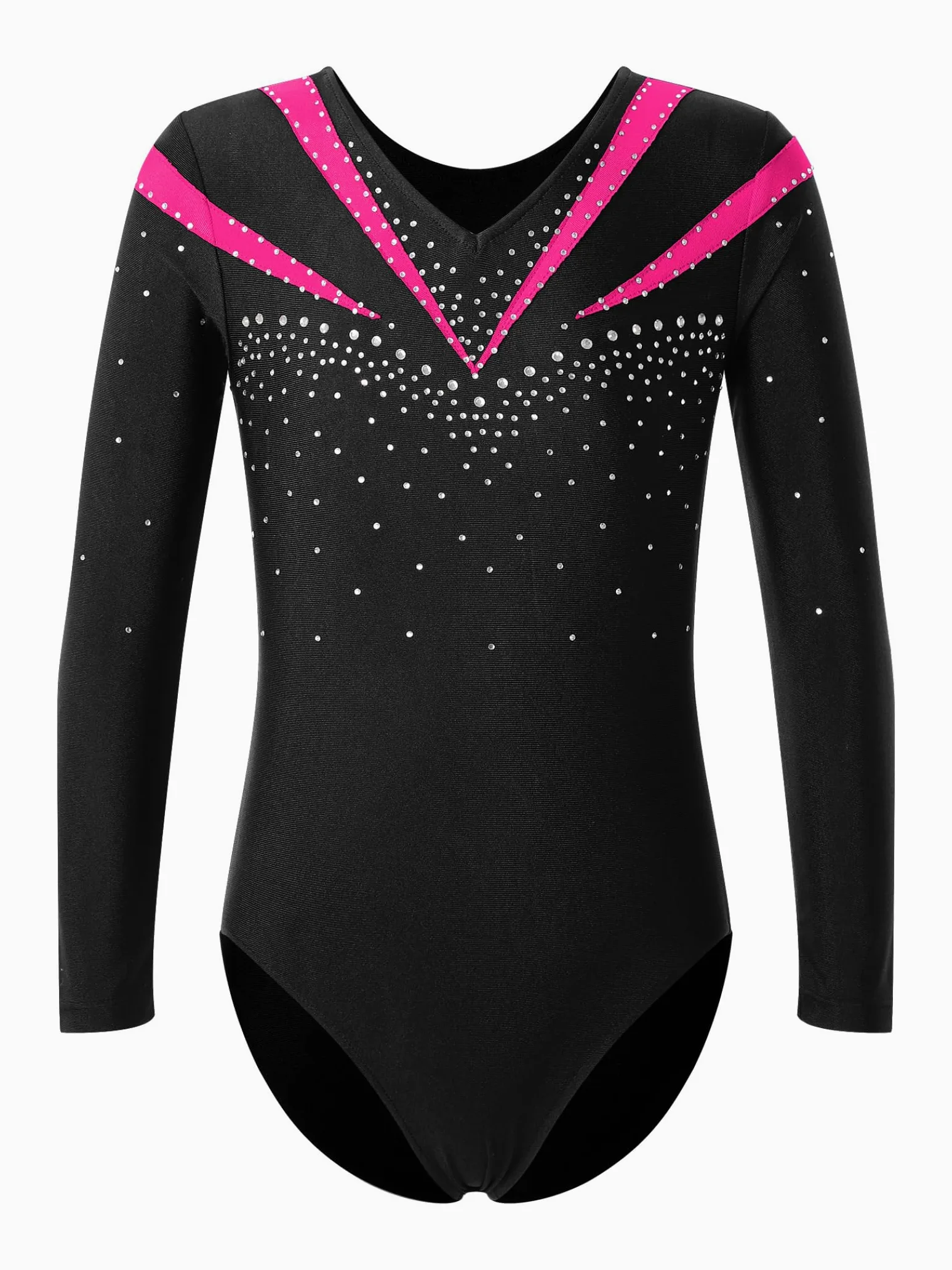 Piezas De Traje De Gimnasia Con Destellos Para Niñas Leotardos De Gimnasia De Manga Larga Tops De Deporte Brasier Y Pantalones Traje De Baile Para Rosa oscuro 9-10 años