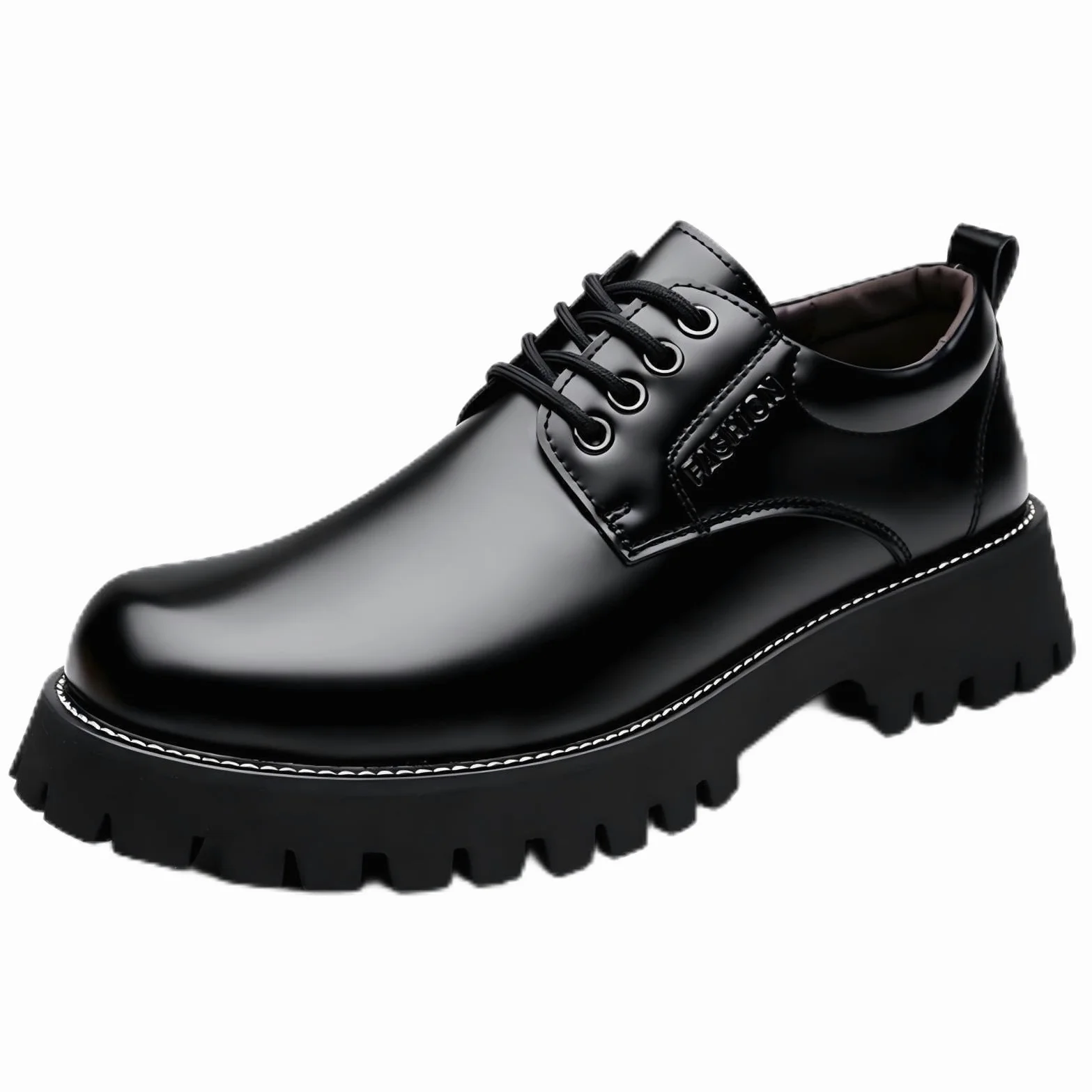 Zapatos de Vestir Hombre Suela Gruesa Plataforma Elevadora, Zapatos Derby Piel Brillante Marrón Formales Casuales con Cordones, Zapatillas Moda Streetwear para Oficina Boda Fiesta