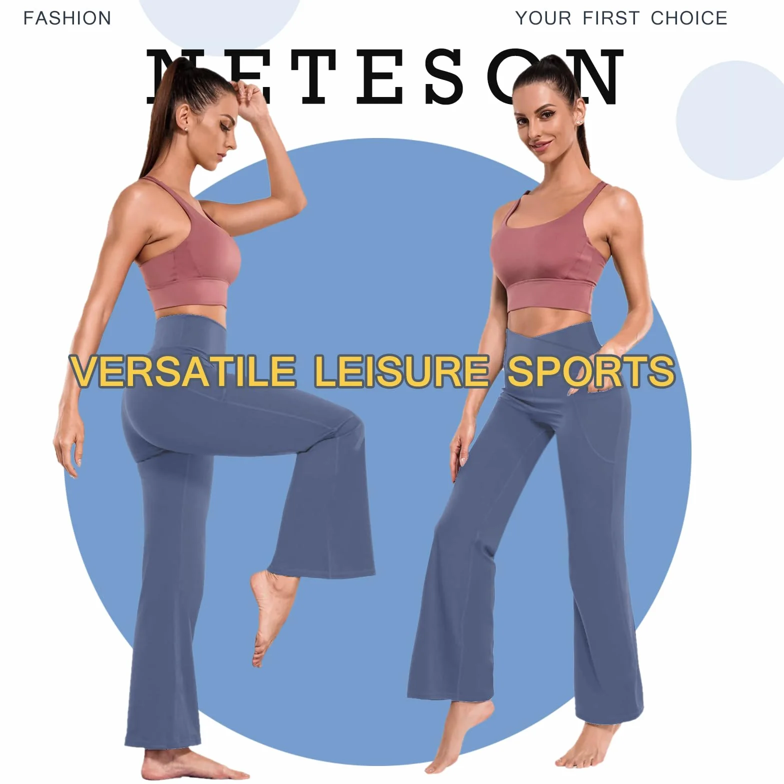 Pantalon Mujer Campana Elastico Pantalones Acampanados con Bolsillos Cintura Alta Flared Leggins Yoga Pants Mallas Deportivos Push Up Opacos Bootcut Pantalon de Jazz Fitness Casual