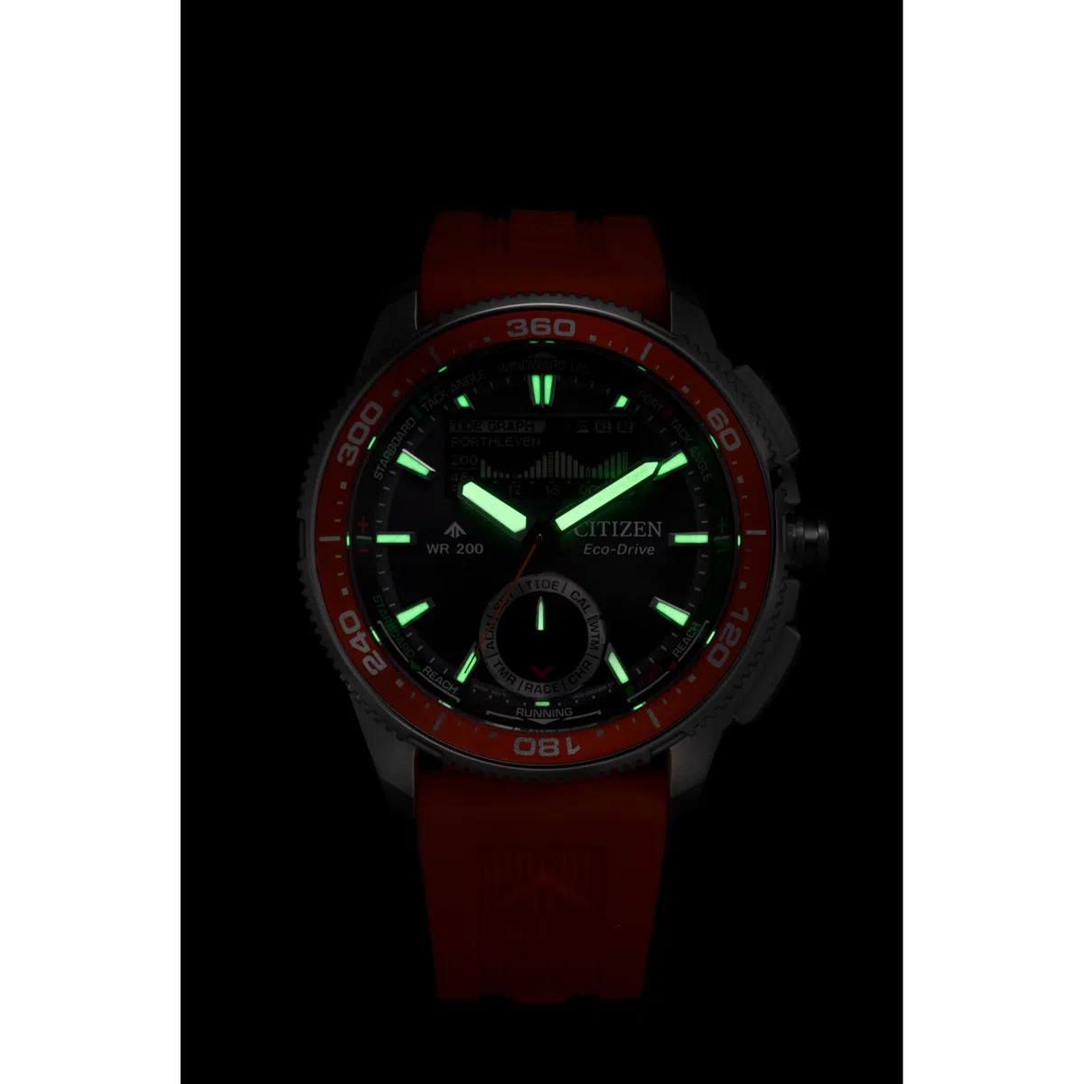 Citizen Eco-Drive WaveTracker para Hombre: Caja de Acero Inoxidable en Tono Plateado de 42 mm con Correa BENEBiOL y Esfera Negra de Rayos solares, Pantalla LCD MIP (Estilo: JV3000-13E)