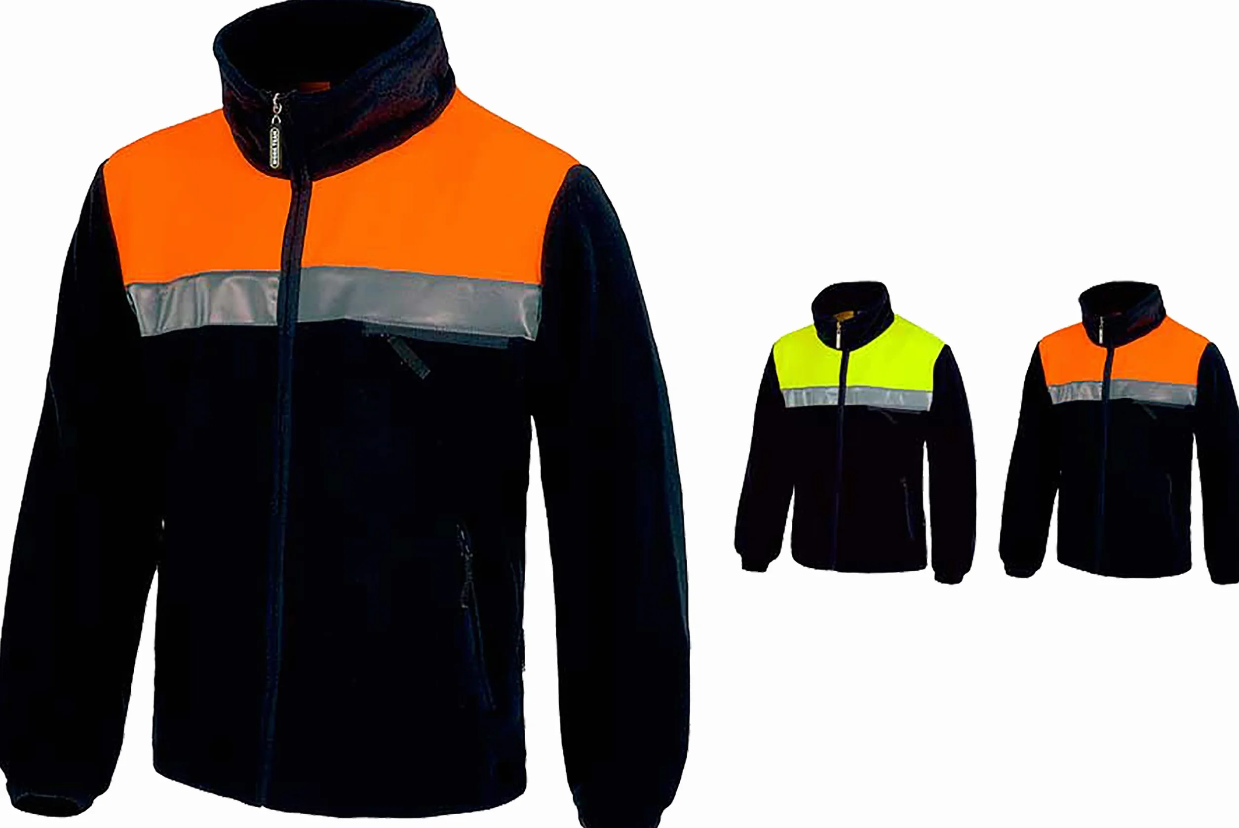 Work Team Forro Polar Bicolor con Cremallera y Cintas Reflectantes. Hombre