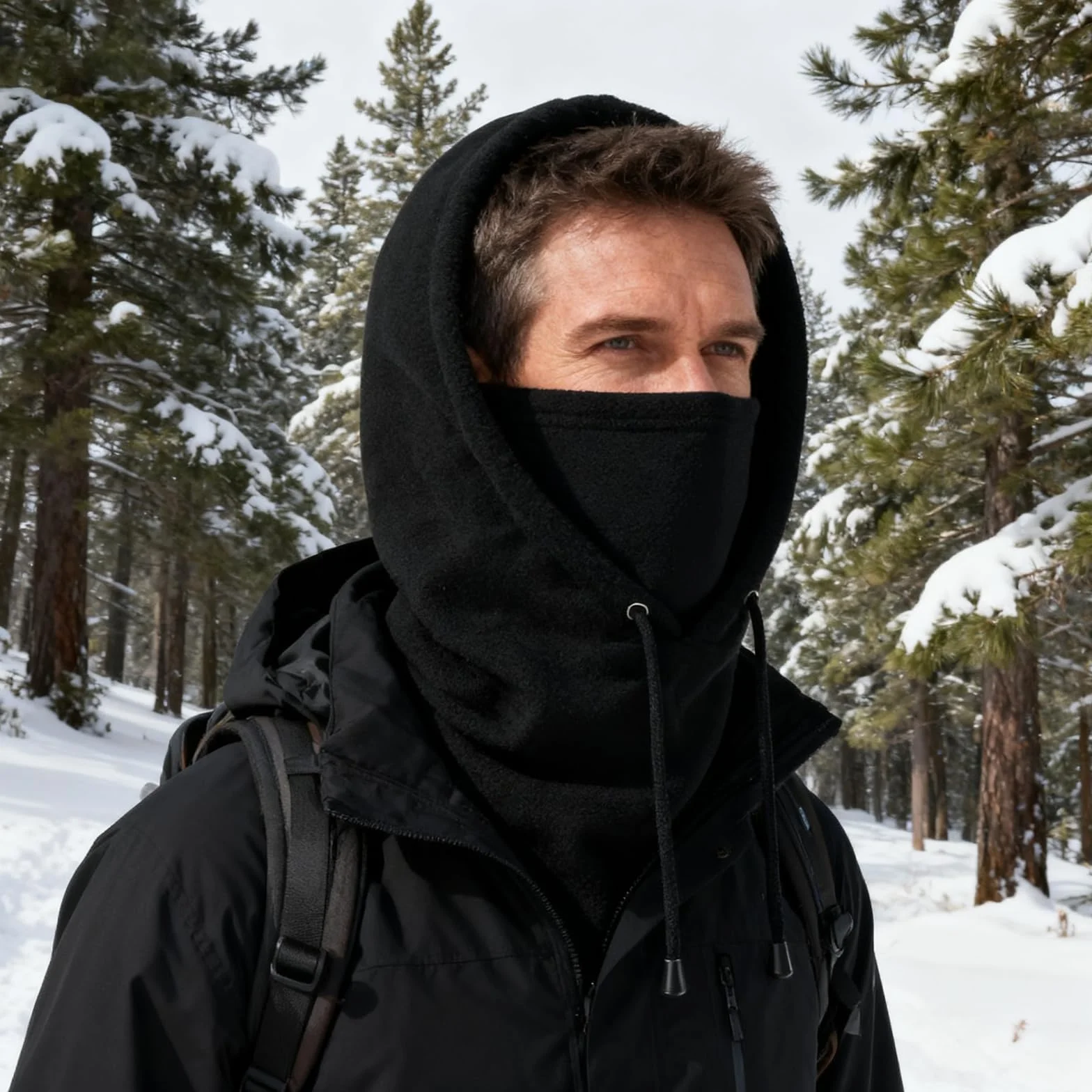 Pasamontañas Térmicos de Invierno, Multifuncional Prueba de Viento Cálido Máscara Ajustable, Mascarilla Moto Térmica Forro Polar para Mujeres Hombres Deportes Aire Libre Correr Esquí Ciclismo, Negro