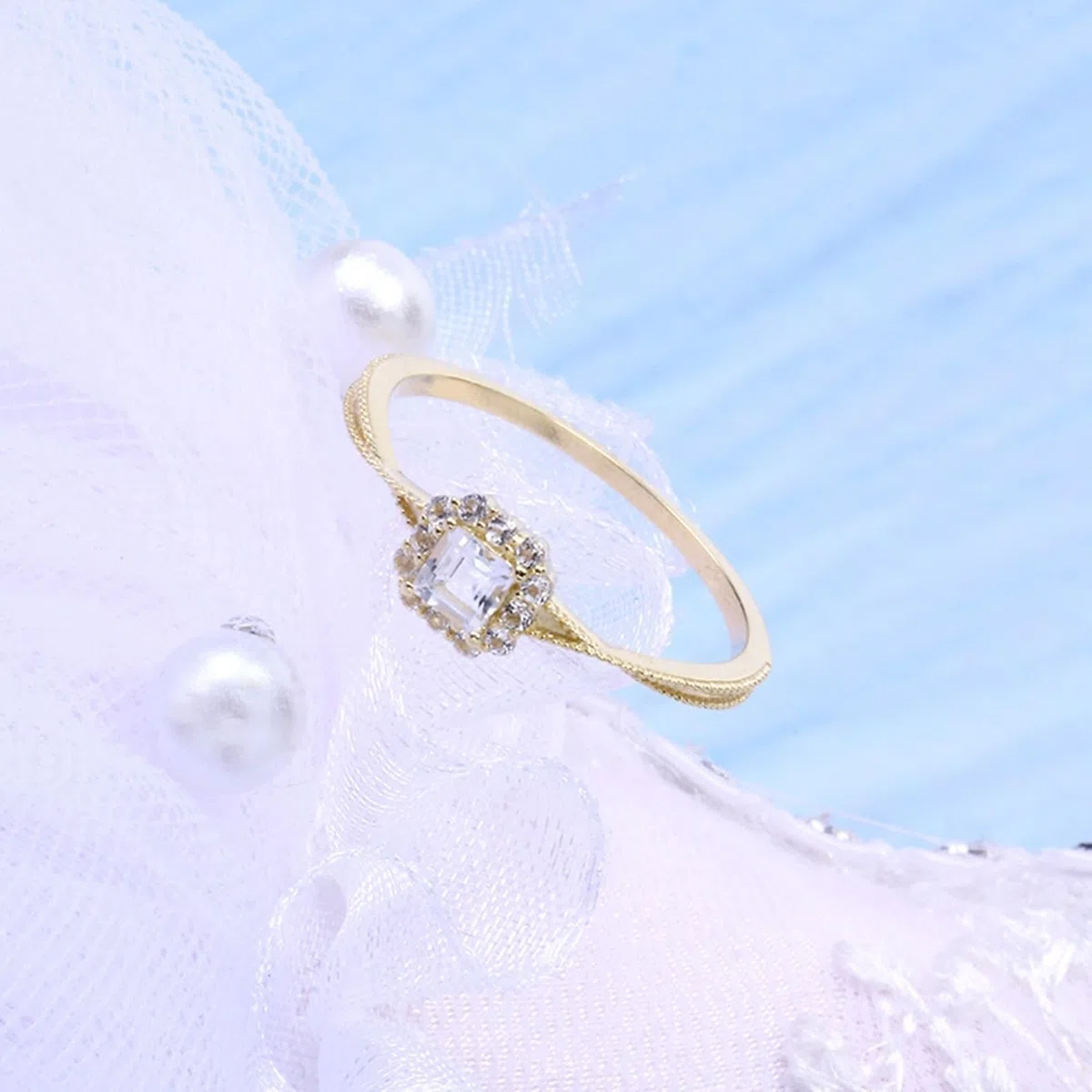 Anillos de la amistad de oro de 9 K/14 K/18 K, diseño cuadrado de filigrana de moissanita